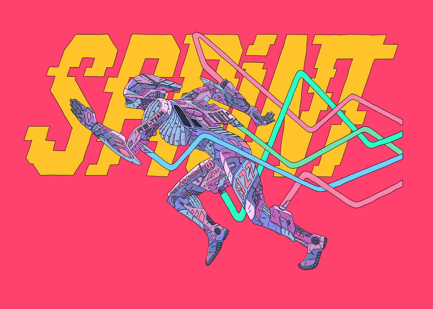 ILLUSTRATION  artwork graphic design  digitalart robot Cyberpunk sport characterdesign handmade experimental