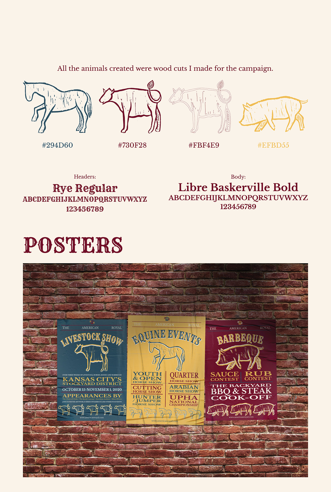 advertisement american royal barbeque colors cow horse Livestock pig print design  typography  