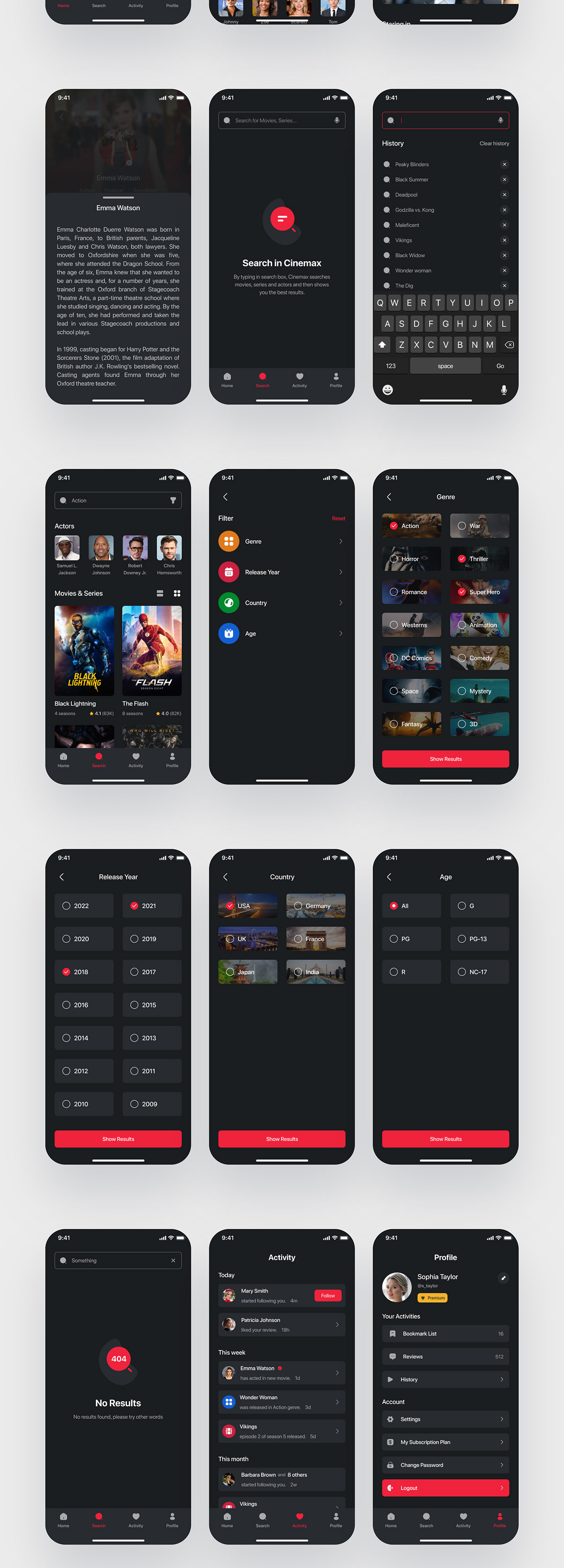 app Cinema cinemax design Movies stream Streaming theater  UI ux