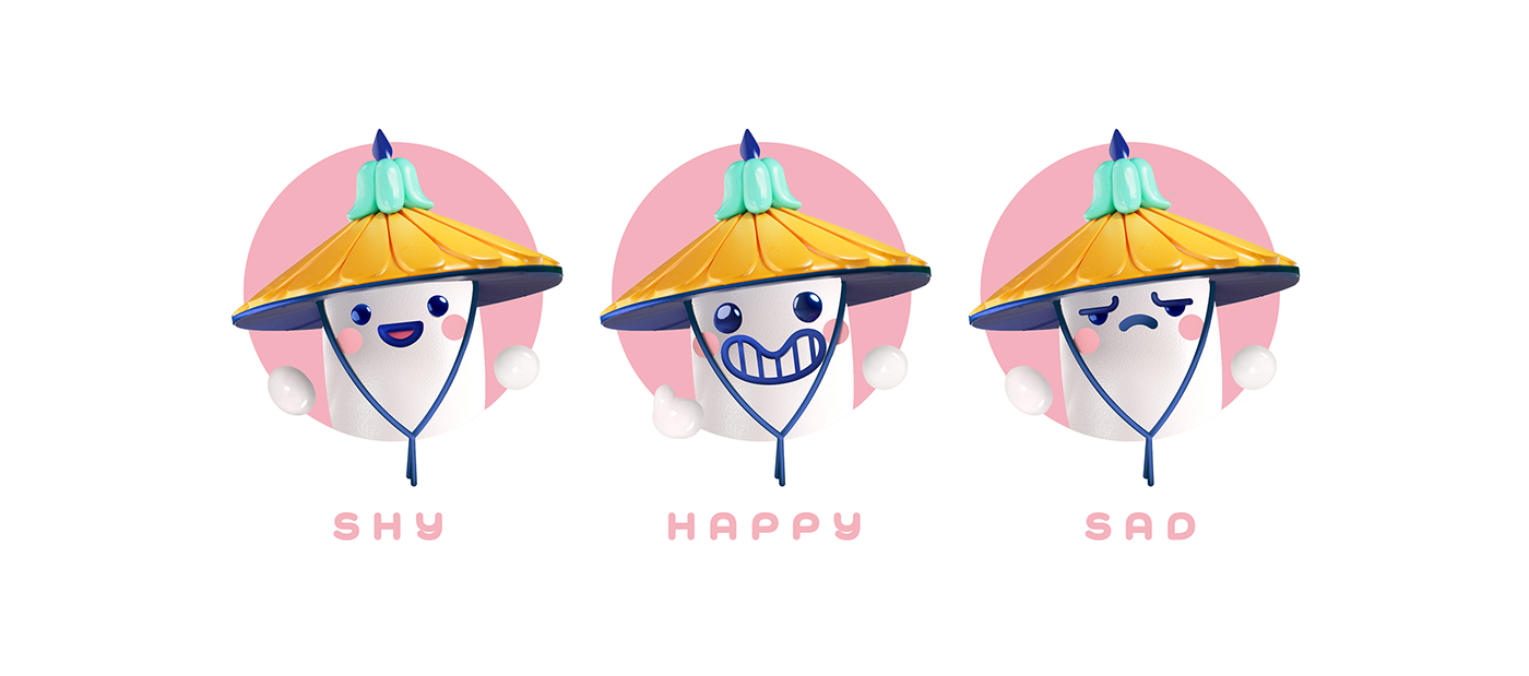 3D Character design  chinese cute digital illustration kawaii Mascot pearl rice wine