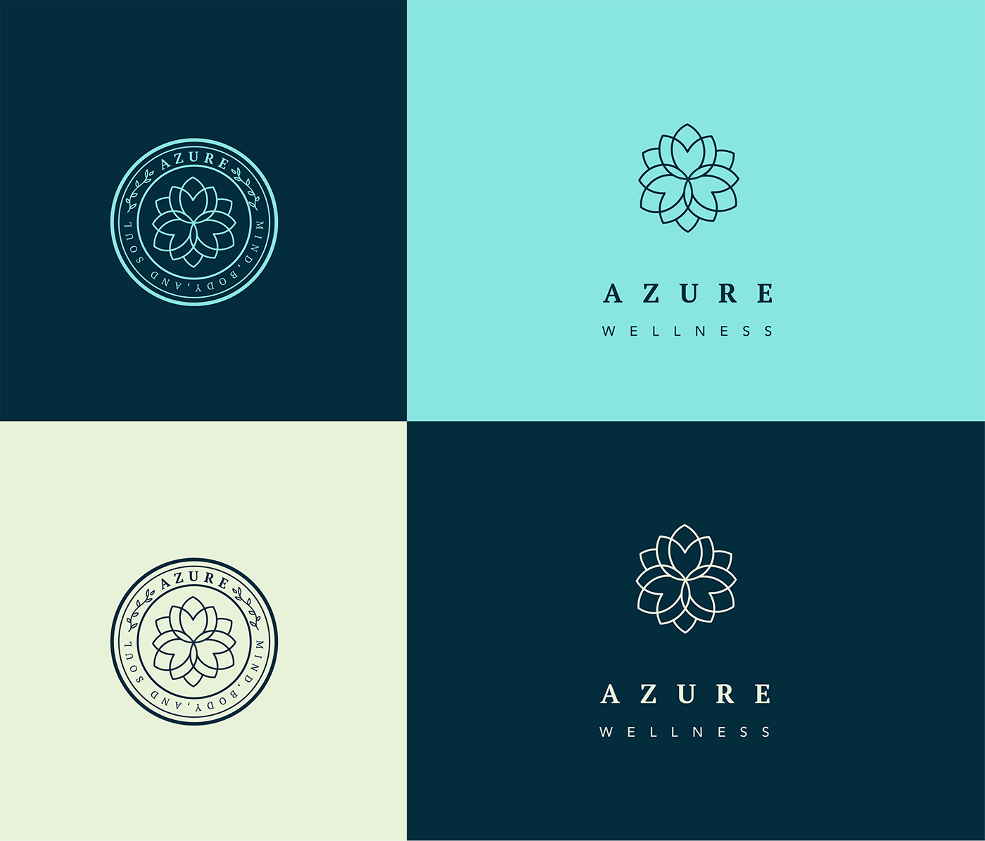 Spa Wellness Health azure blue branding  logo identity graphic design