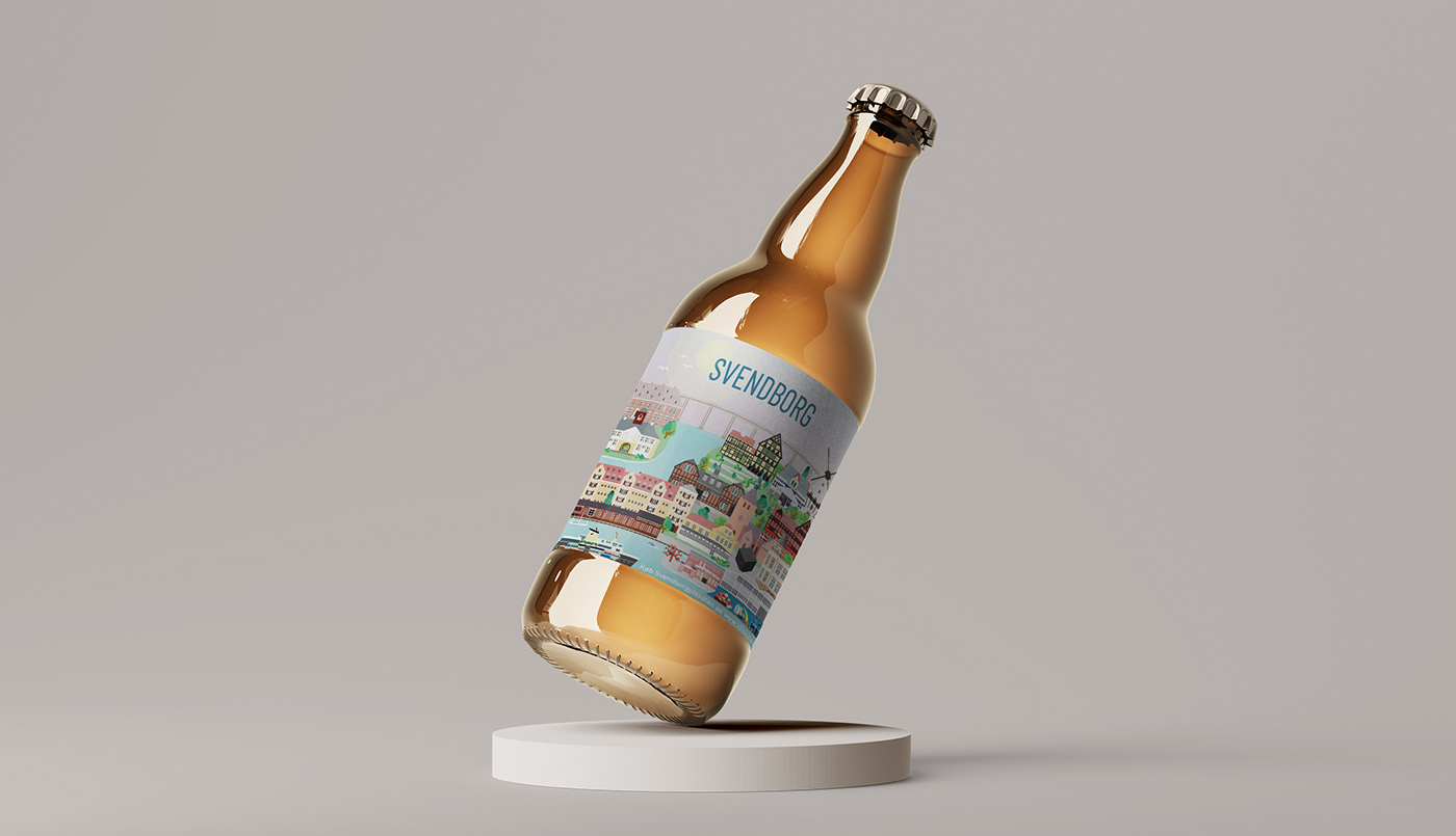 beer label bottle city illustration vector denmark Packaging Poster Design