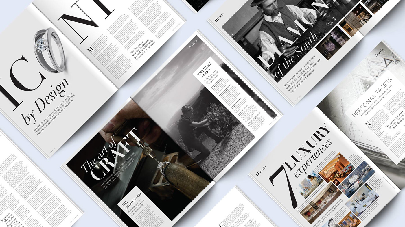 editorial publication Jewellery diamond  graphic design  typography   content Layout design