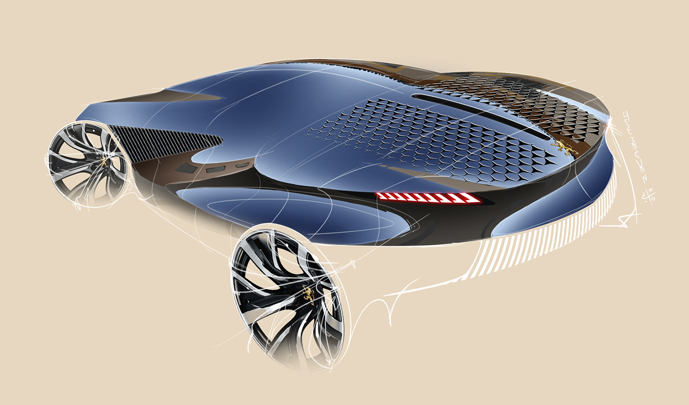 automotive   Automotive design car car design Drawing  FERRARI ILLUSTRATION  motion design sketch Transportation Design