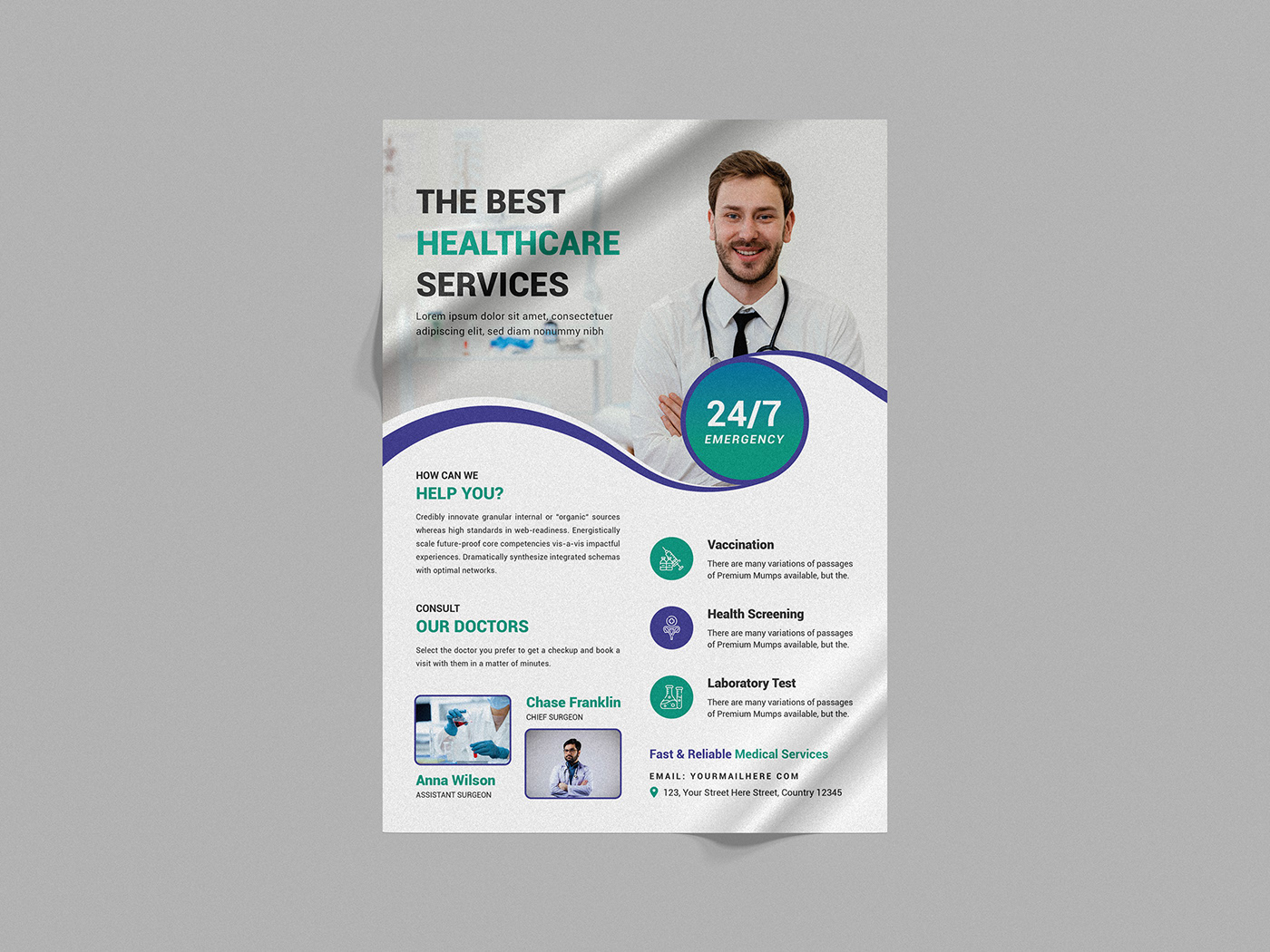 advert advertisement business care clinic clinic flyer company doctor emergency fitness