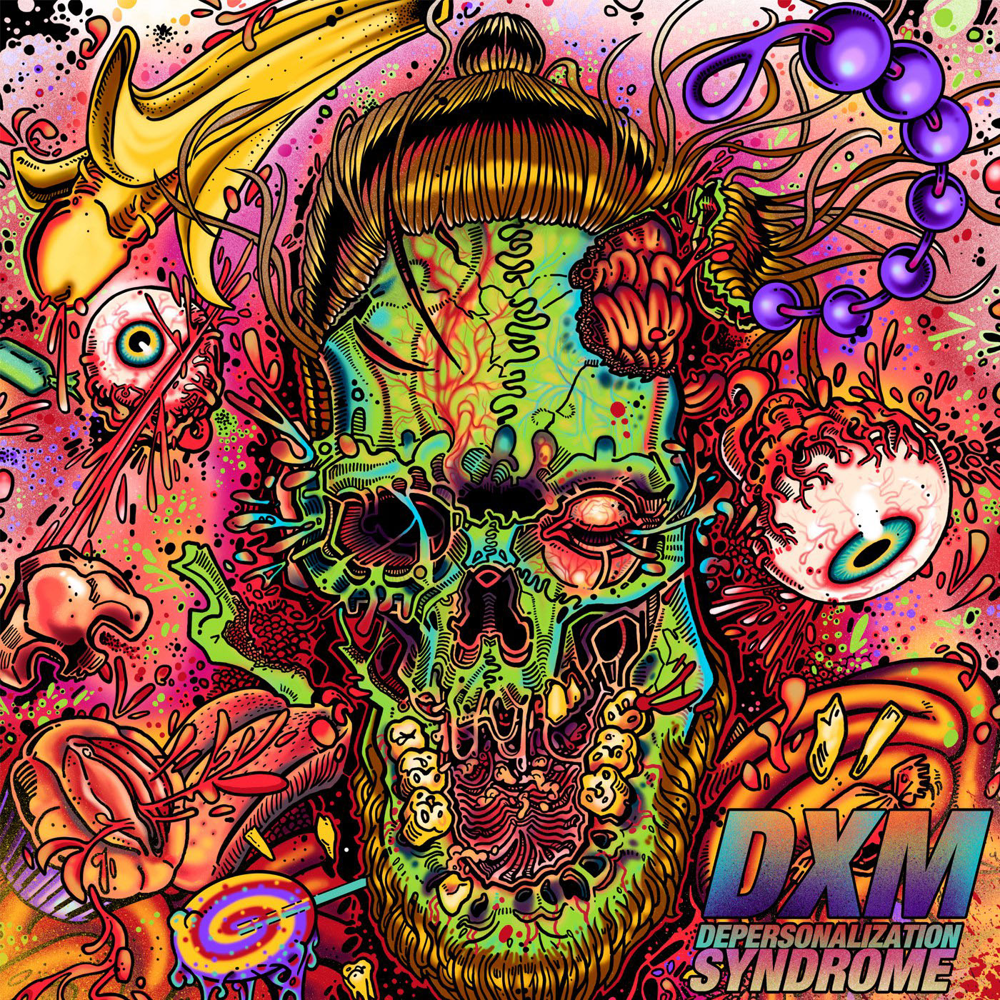 art koksma design illustration album cover melting skull metal music bdsm eye splash splatter acid