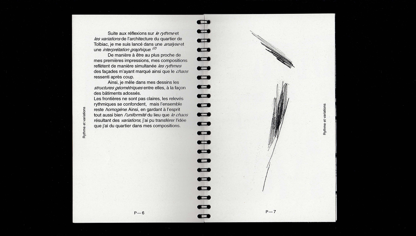 Drafts book graphic essay Tolbiac Paris type
