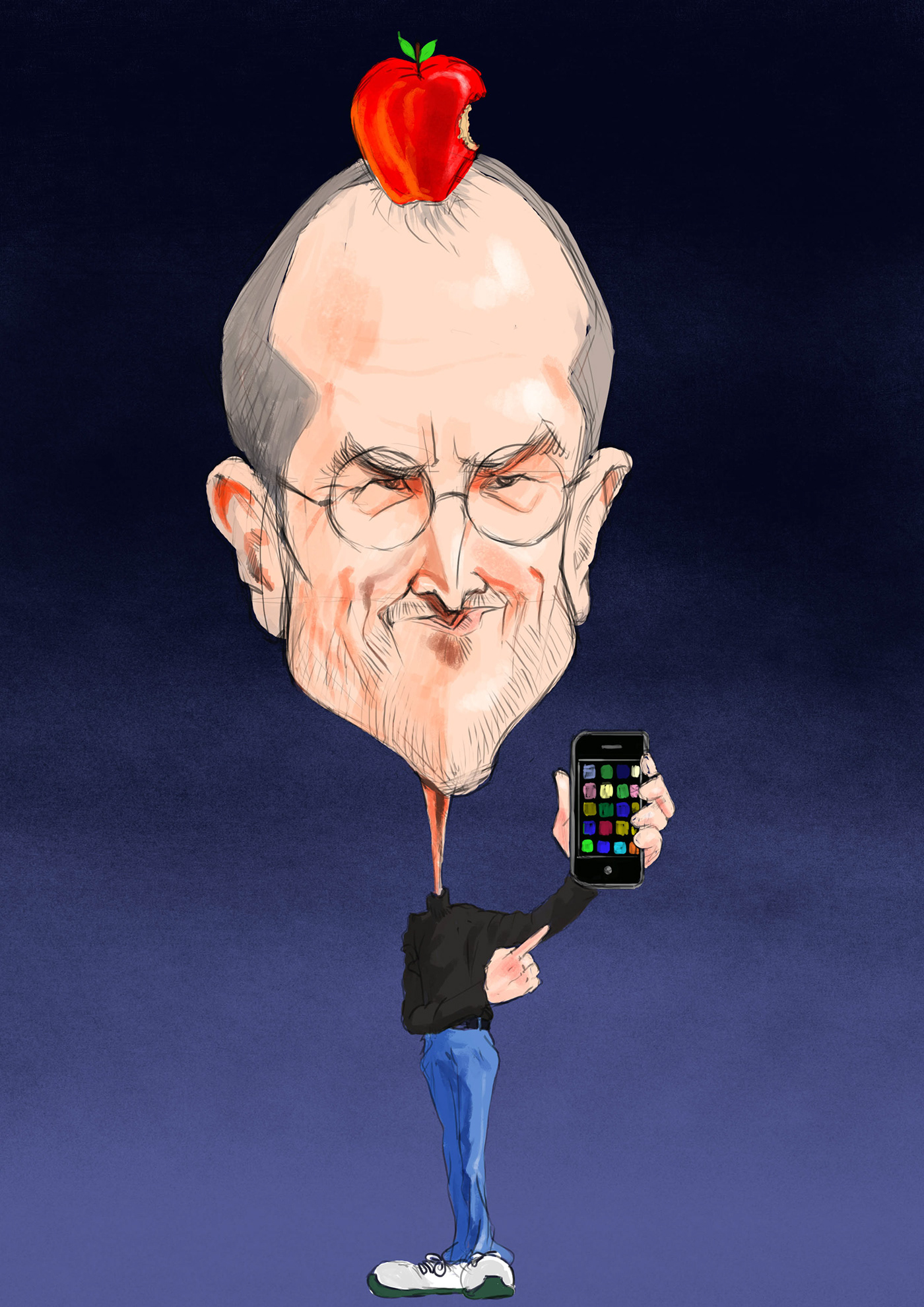 art caricature   cartoon Digital Art  digital illustration Drawing  ILLUSTRATION  painting   sketch Steve Jobs