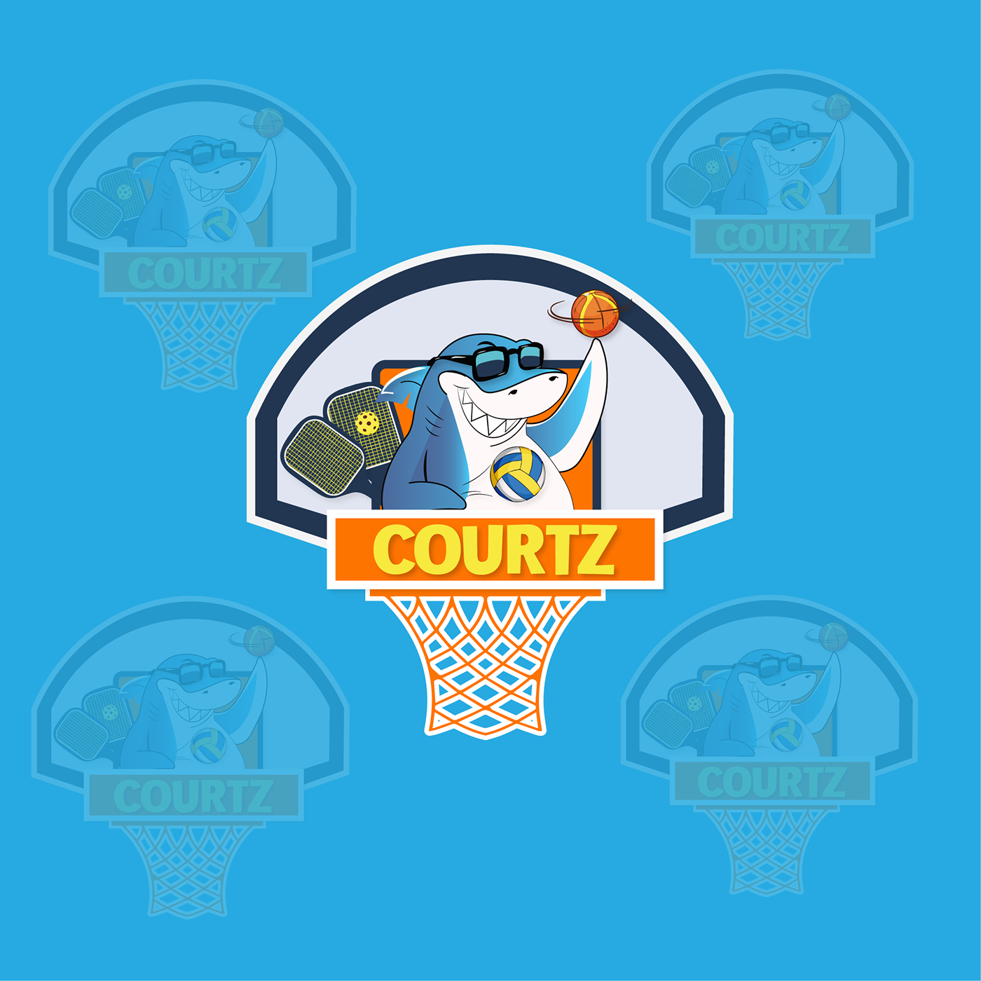shark basketball vollyball Pickleball sports brand identity Graphic Designer Advertising  designer maskot logo