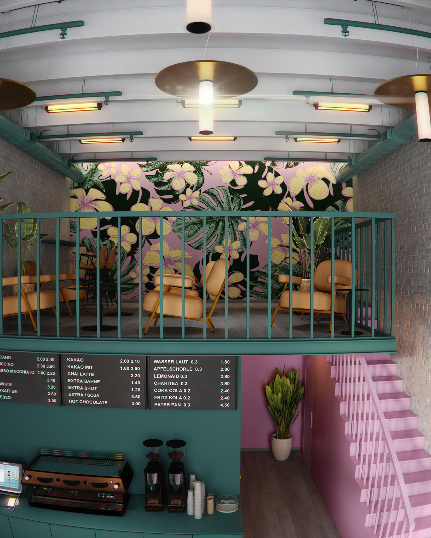3D 3dsmax cafe Coffee coffeeshop coffeeshopdesign design interior design  vray