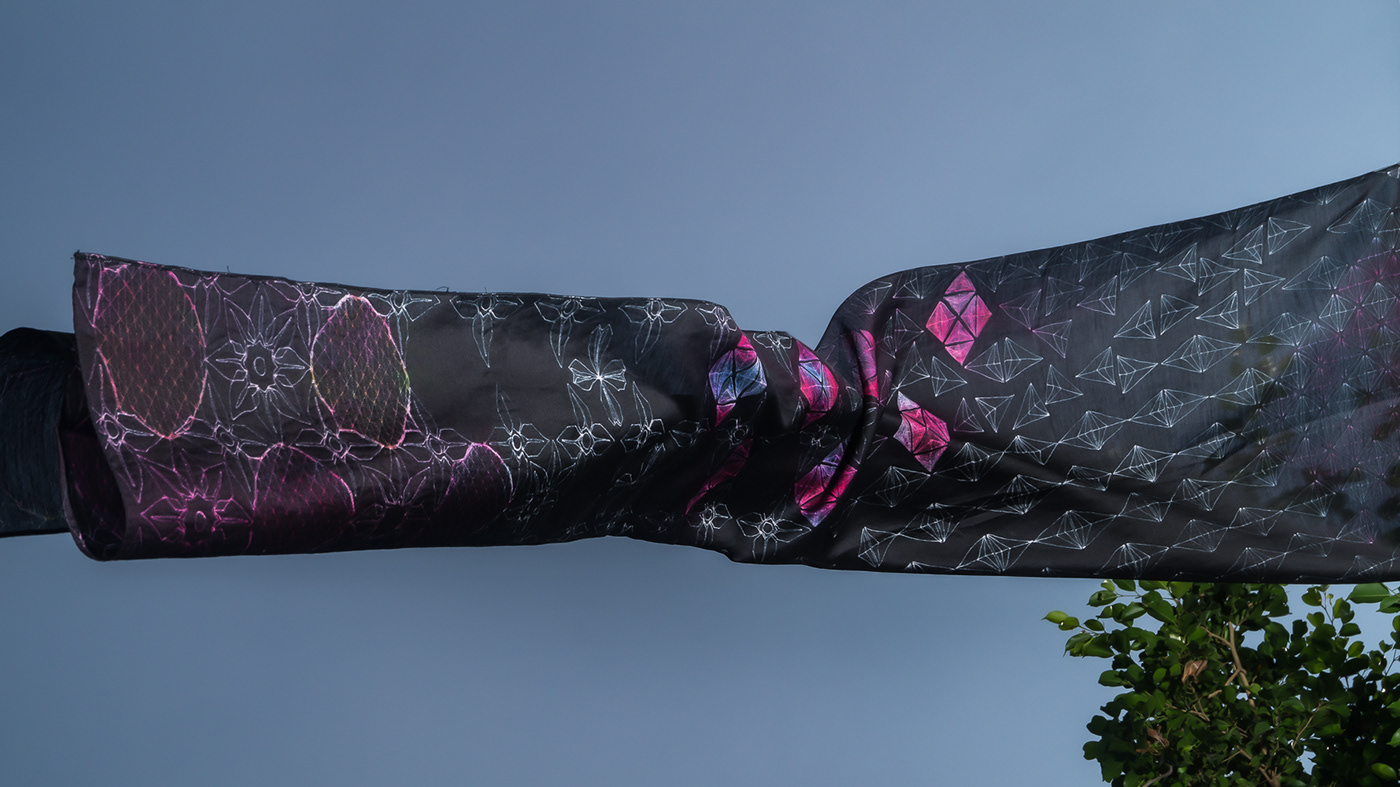 accessories craft fiber innovation scarf shibori storytelling   textile textile design 