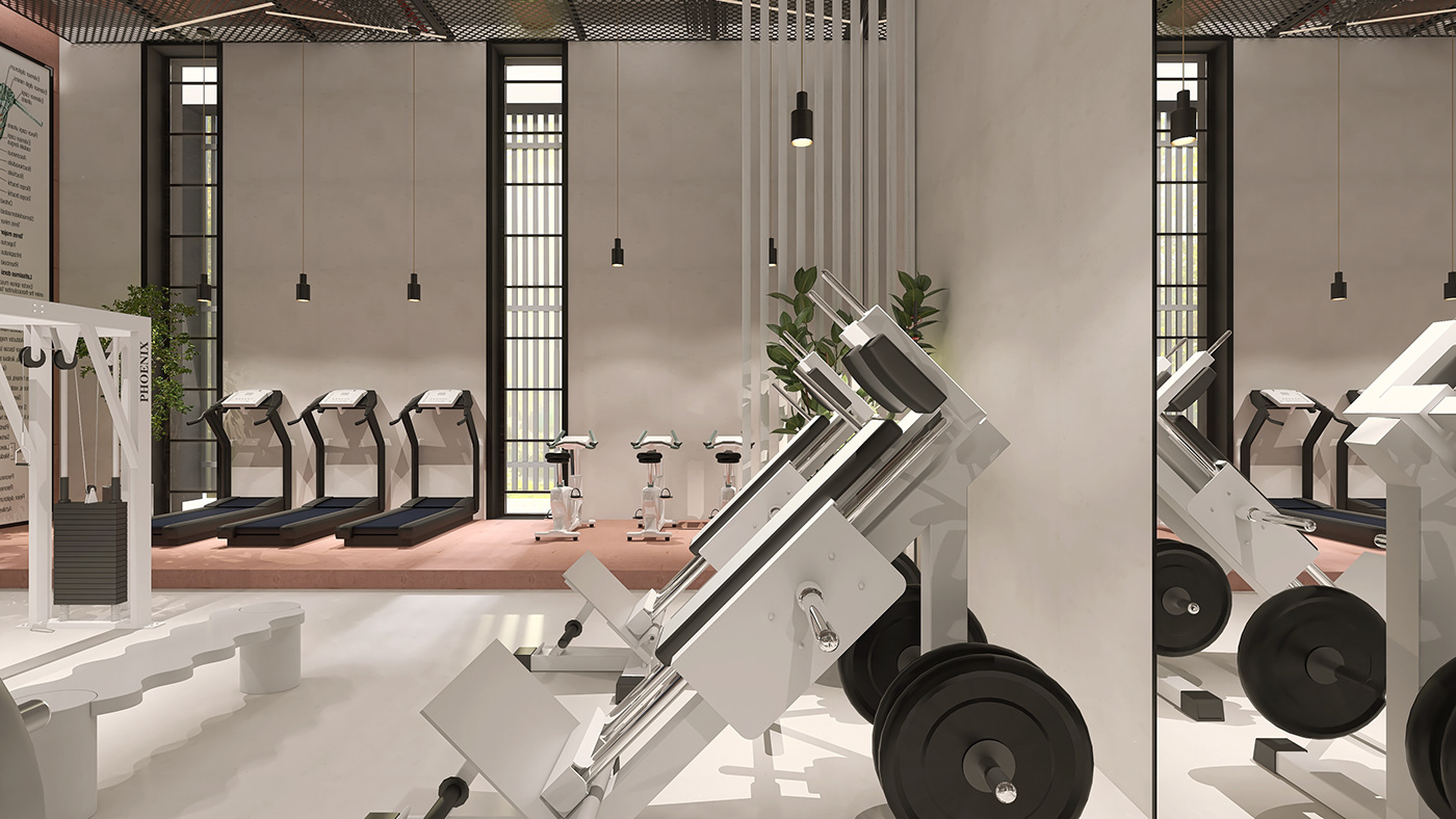 interior design  fitness sport gym Interior prison 3d modeling visualization modern humanexperience