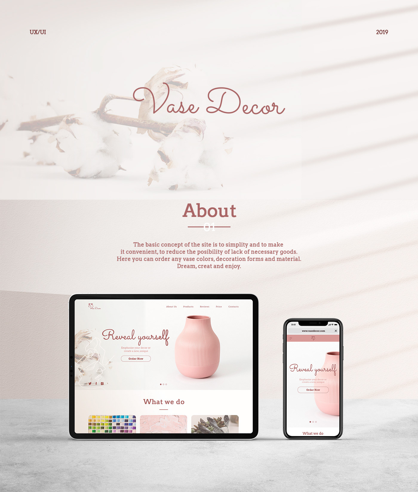 Web Website landing page app Vase decor UI ux design