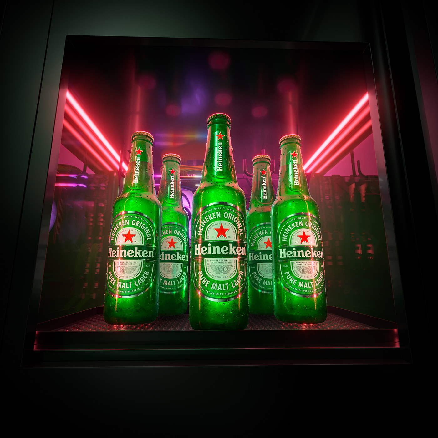 CGI Render 3ds max photoshop Advertising  marketing   Social media post Beautiful beer FREEZE