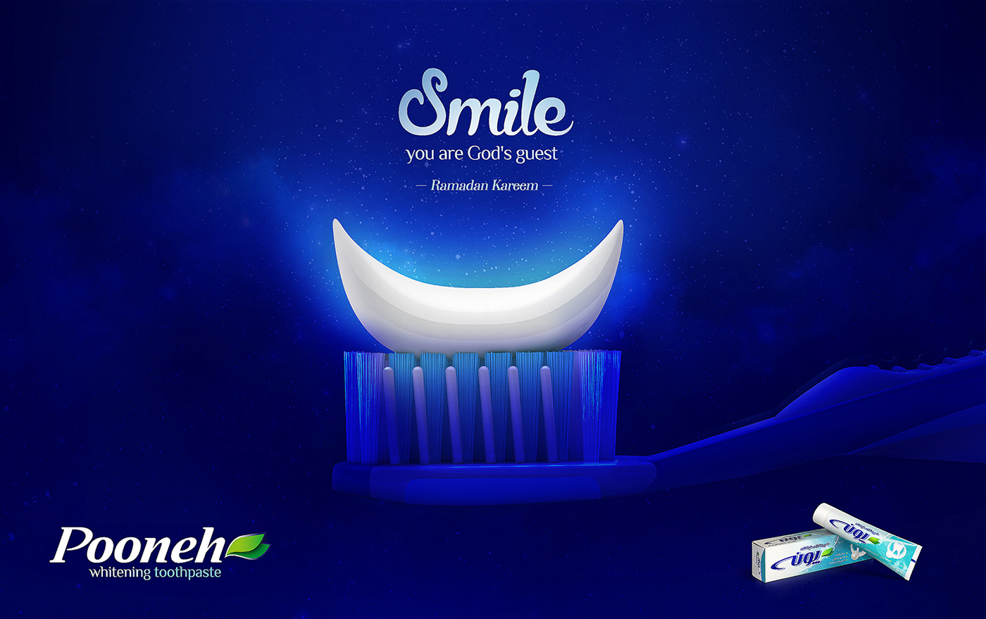 toothpaste pooneh ramadan whiening campaign God smile moon toothbrush