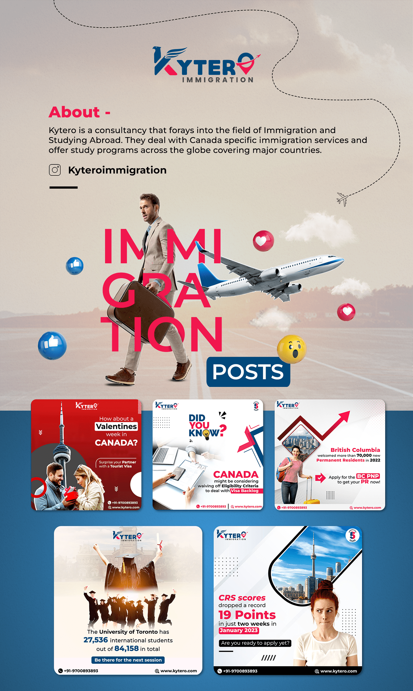 creative Immigration Social media post Canada study abroad social media Advertising  marketing   graphic design 