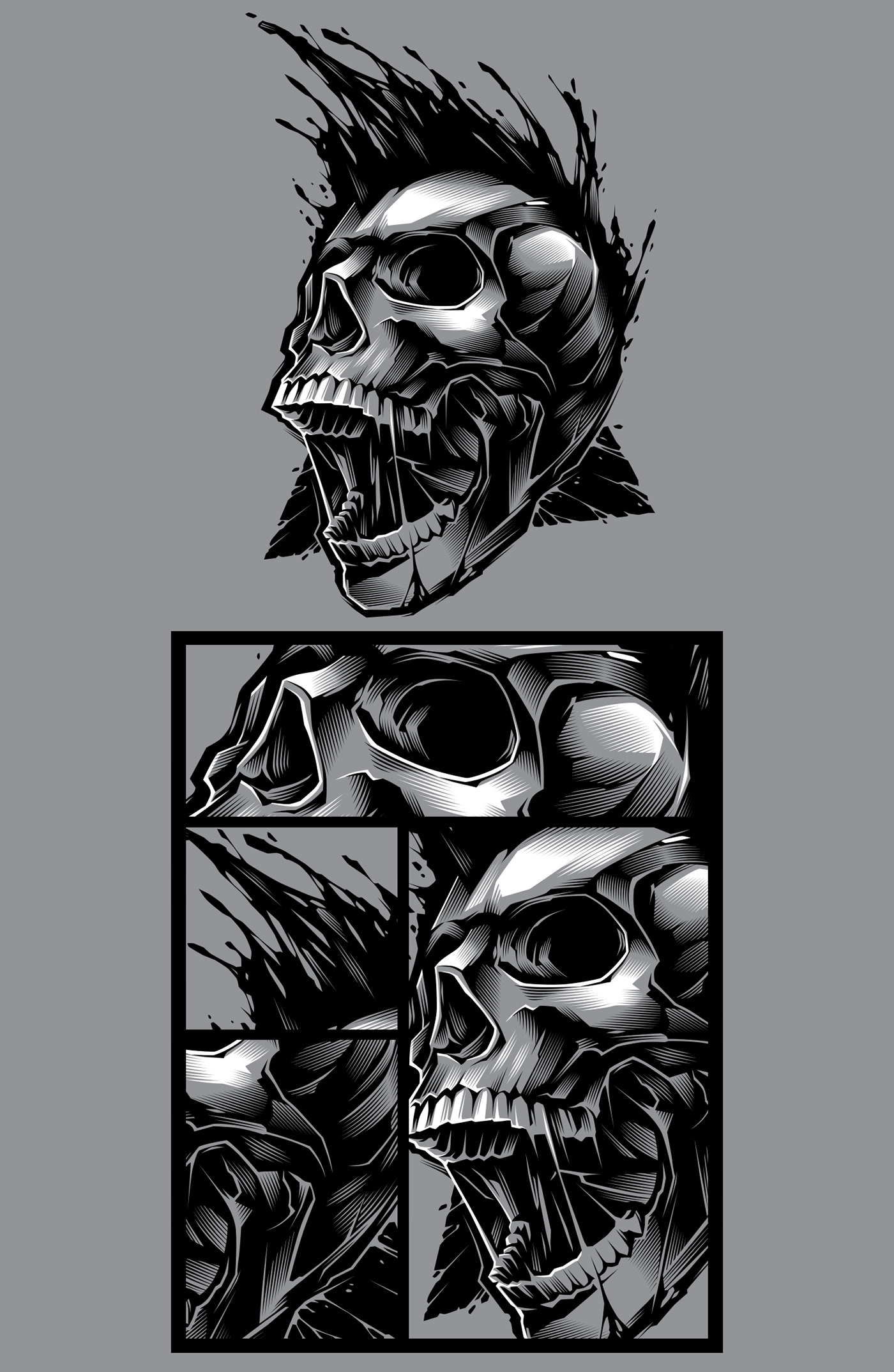punk Skull Tattoo vector skull vector art skull punkers punk rock Skull art punk skull