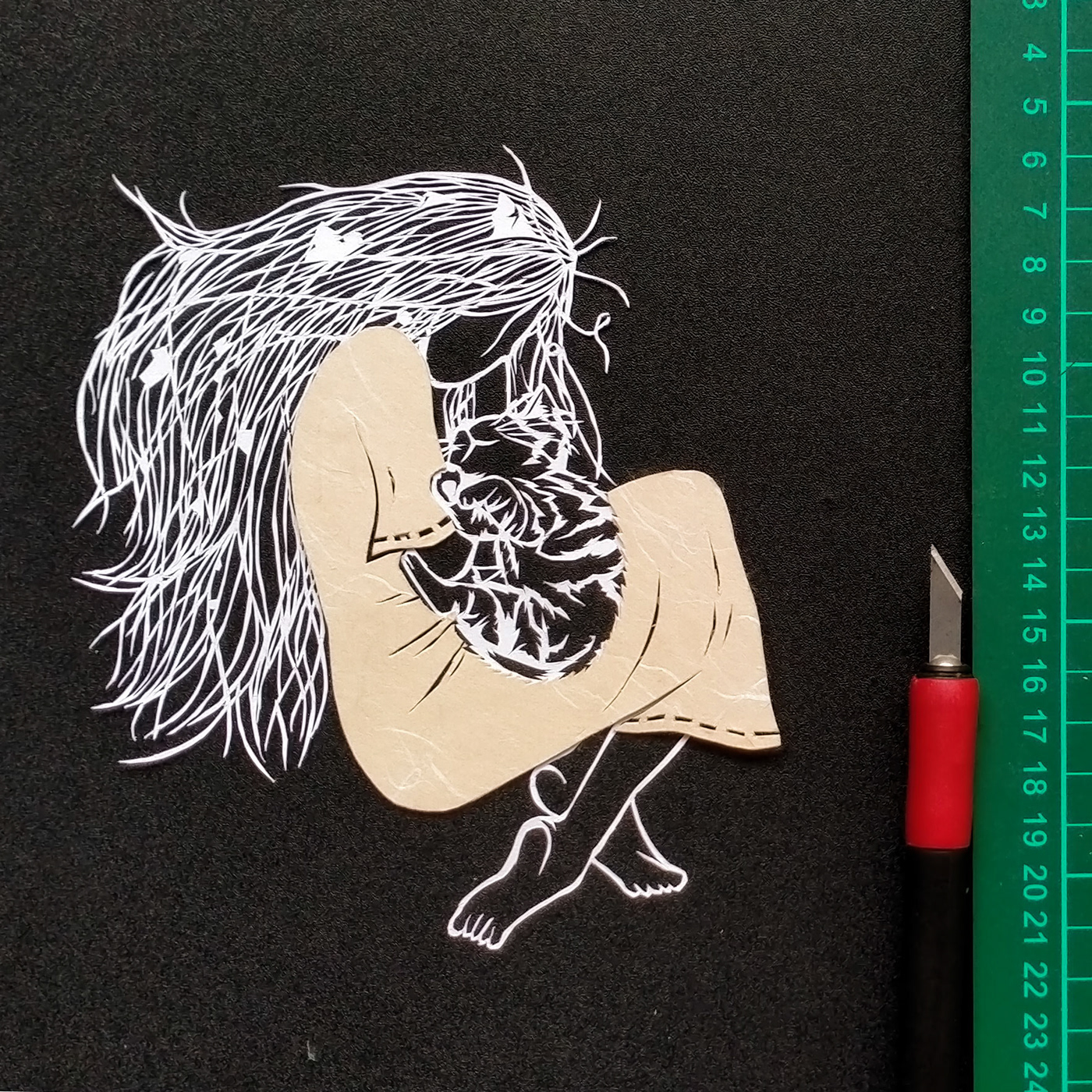 Cat girl ILLUSTRATION  paper papercut papercutting