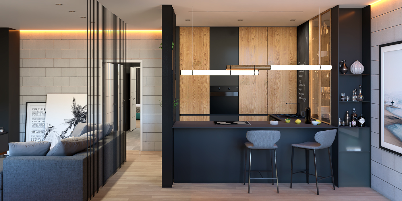 design Interior kitchen room bedroom bath livingroom black дизайн интерьера Краснодар