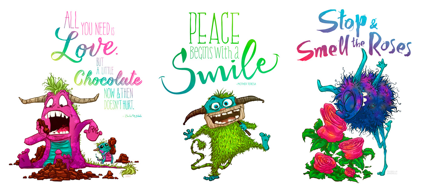 Quotes Flowers chocolate smile Cat monster creature Horn fluffy flower