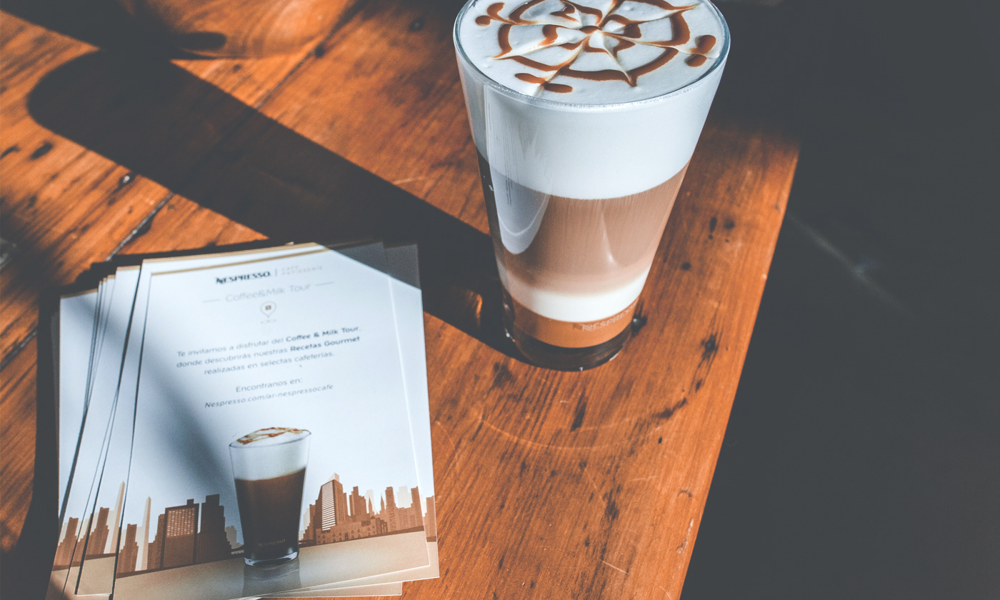 Nespresso Coffee milk tour latte cafe editorial menu brochure