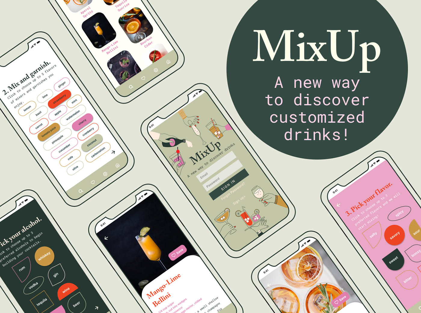 app design cocktails graphic design  interface design ui design