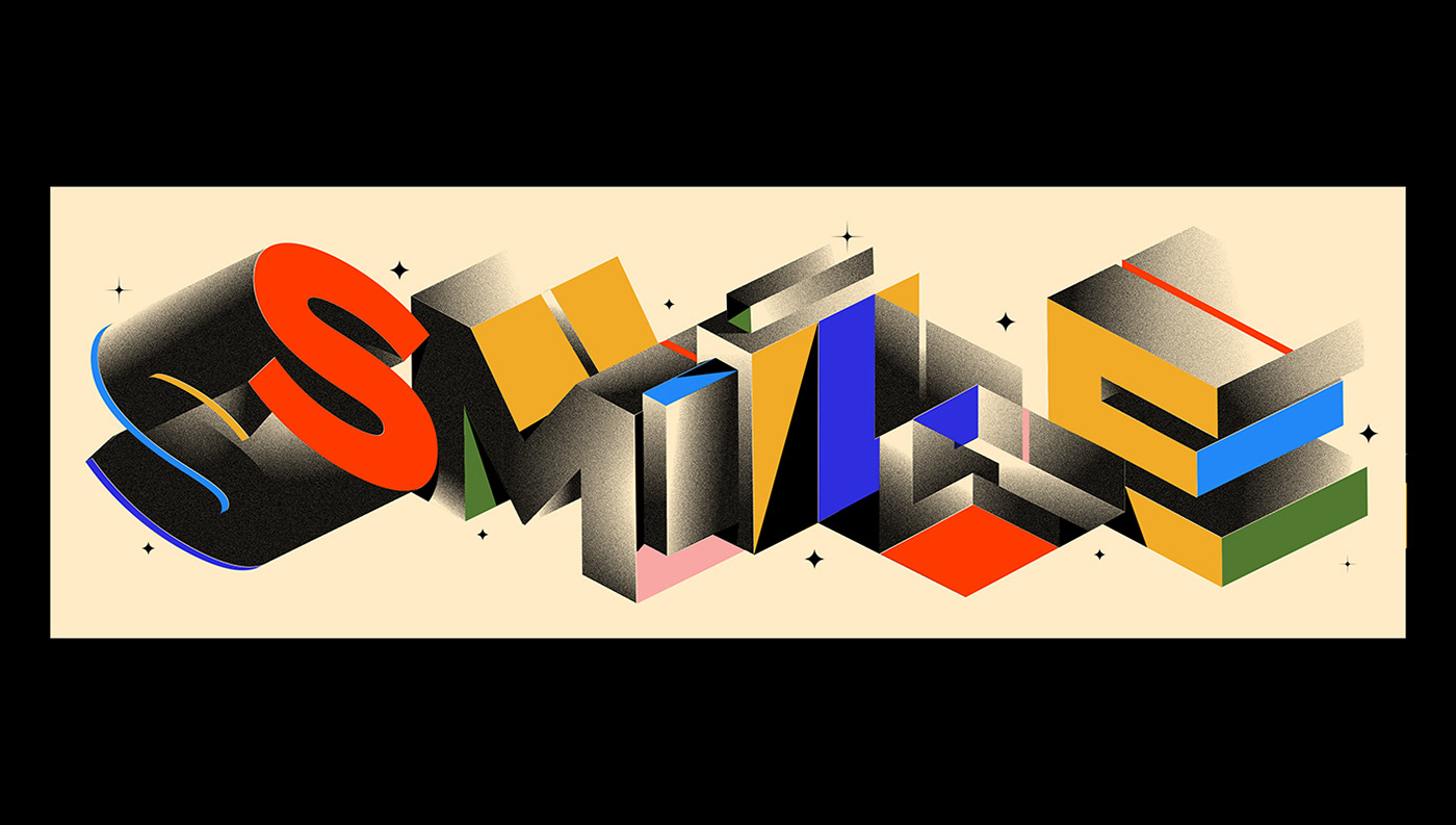 3D adobe color colorful lettering type vector