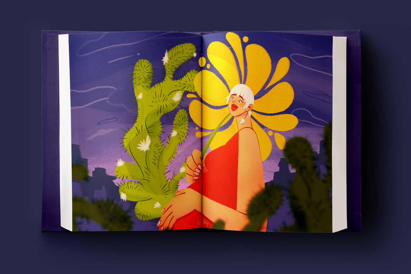 publishing   magazine book vibrant colors cactus flower pregnant literature Character design  texture