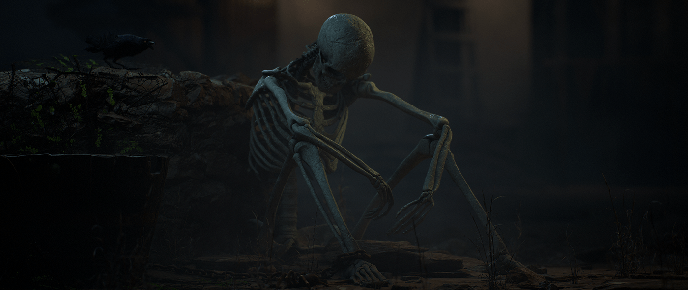 atmosphere cinematics creepy dark MegaScans skeleton spider substance UE4 UnrealEngine