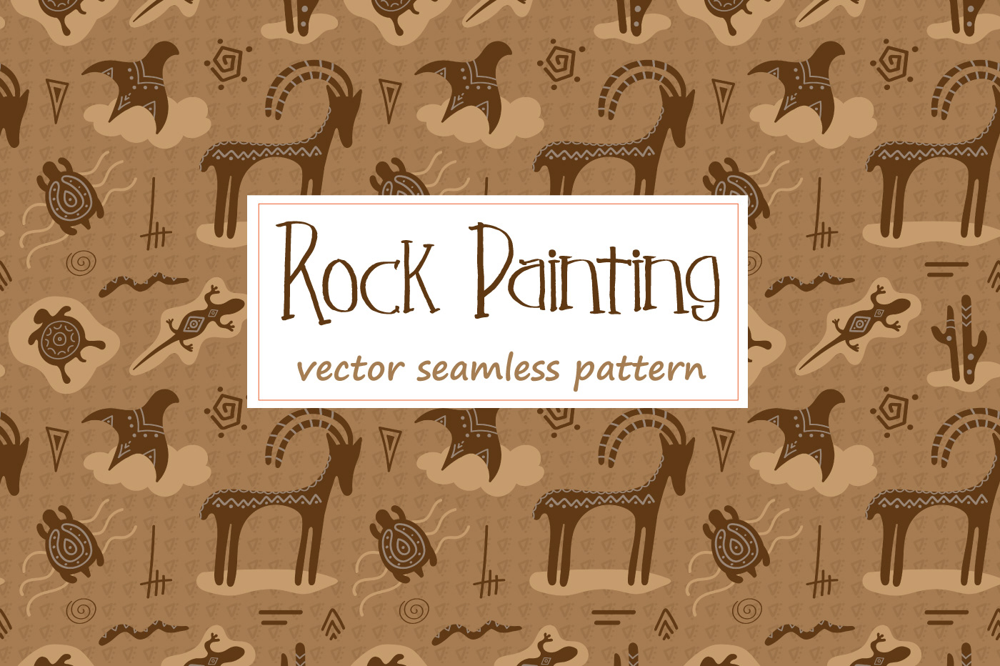 animal cave art fabric pattern prehistoric rock painting seamless surface design textile tribal