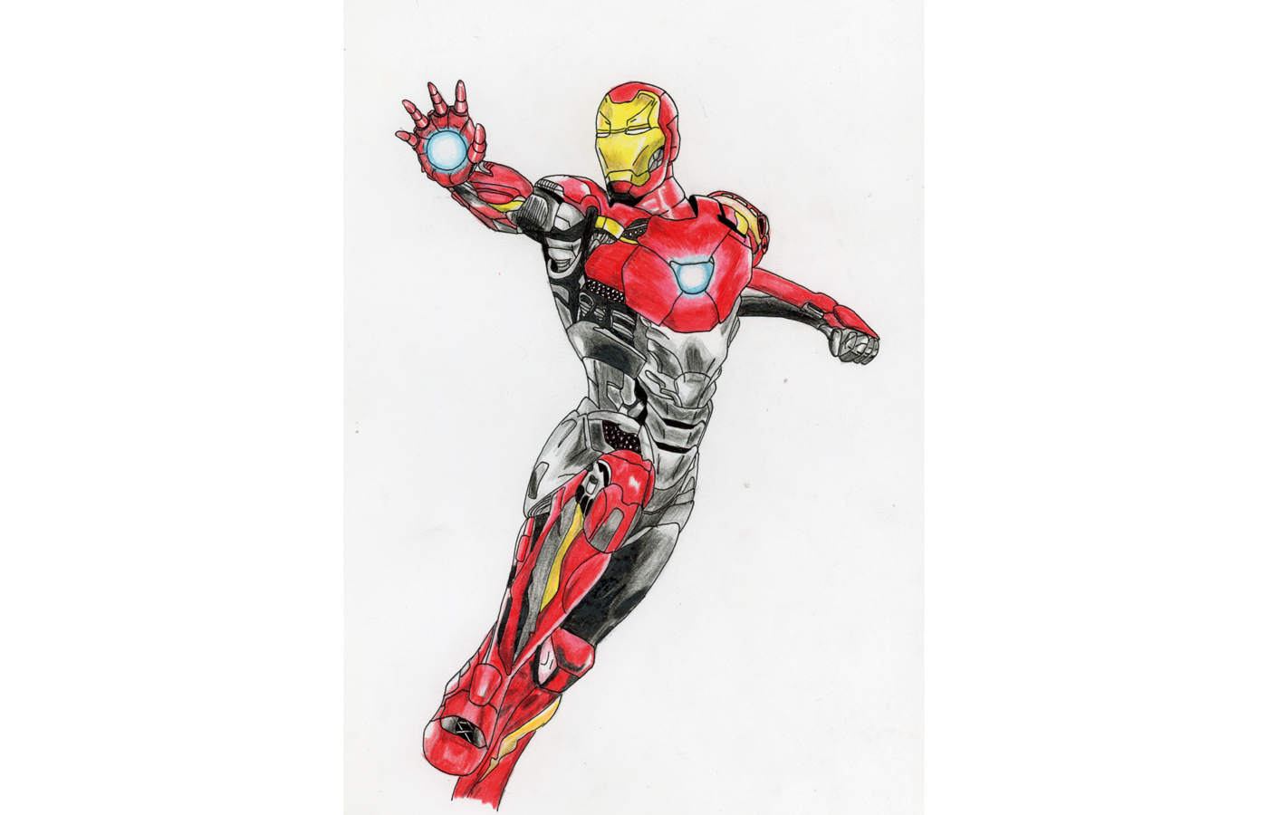 Iron man, made of color pencils in 2017