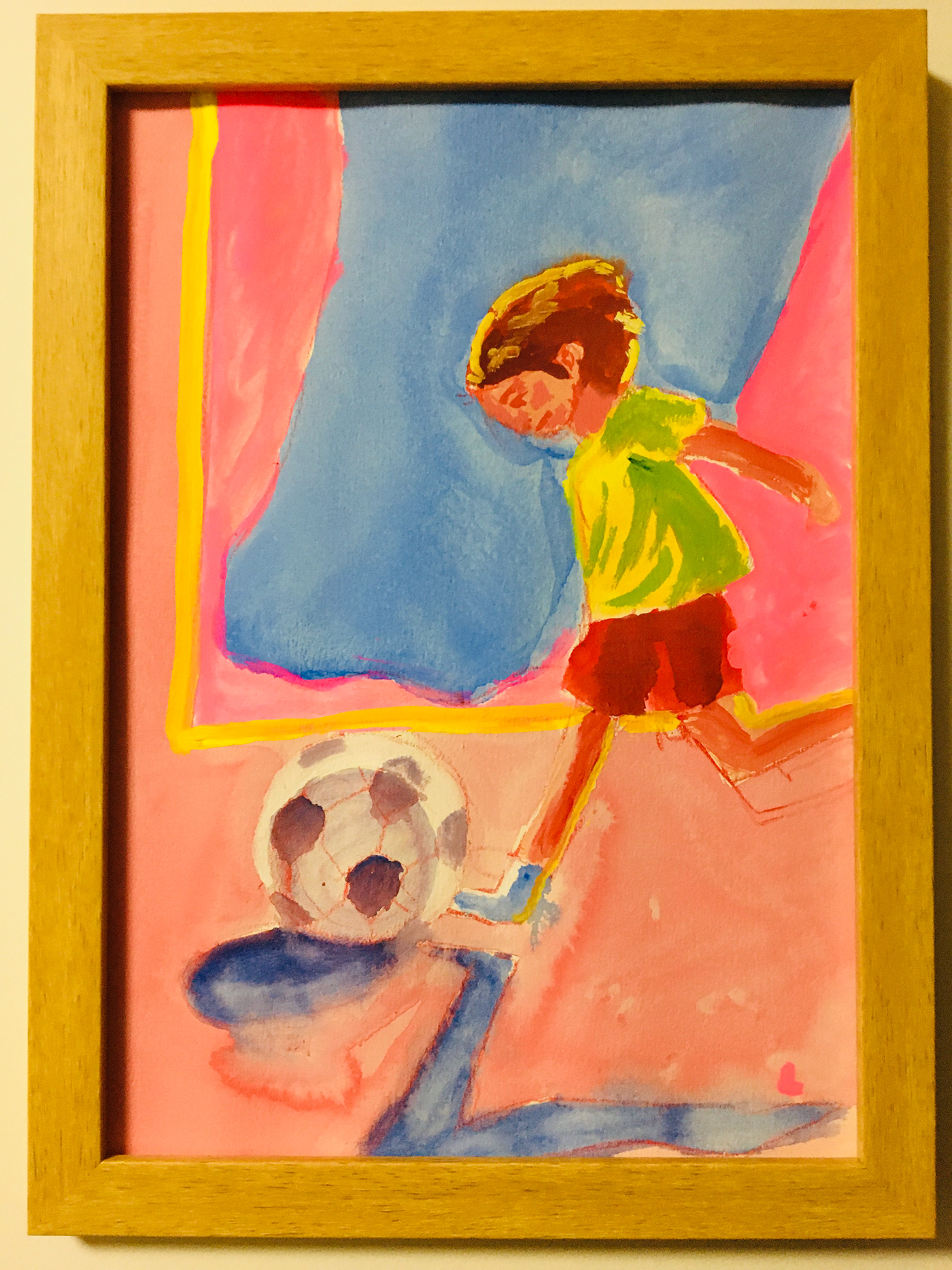 Acrylic paintng art artwork boy colorful Drawing  dribble ILLUSTRATION  Illustrator image paintng pictures play room soccer soccerball