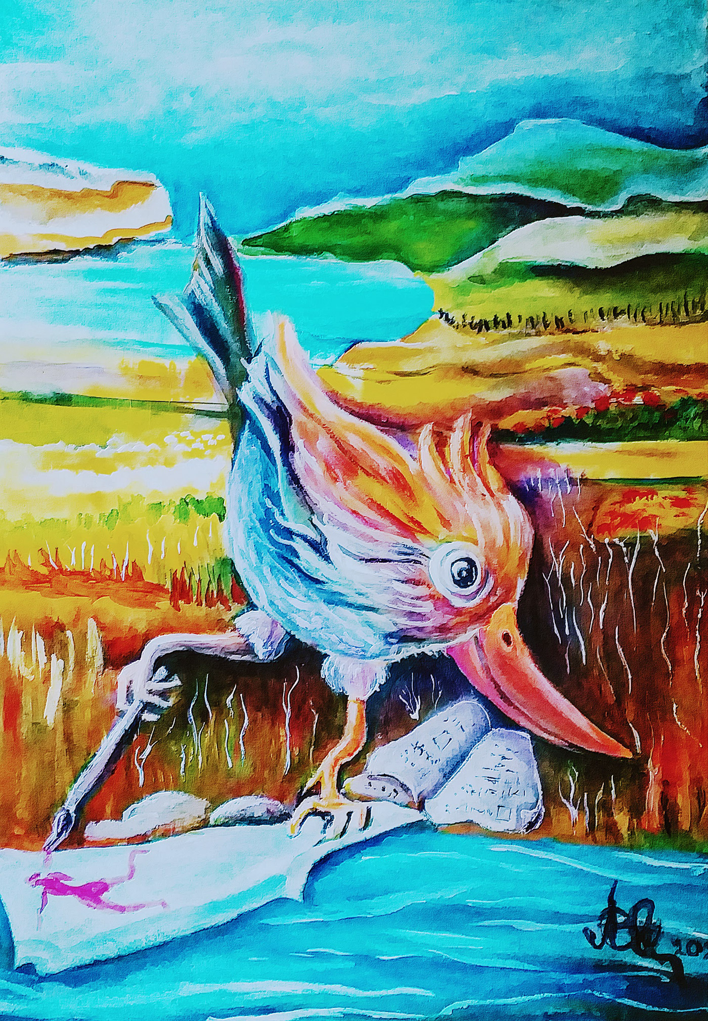 acrylics bird hand made painting  