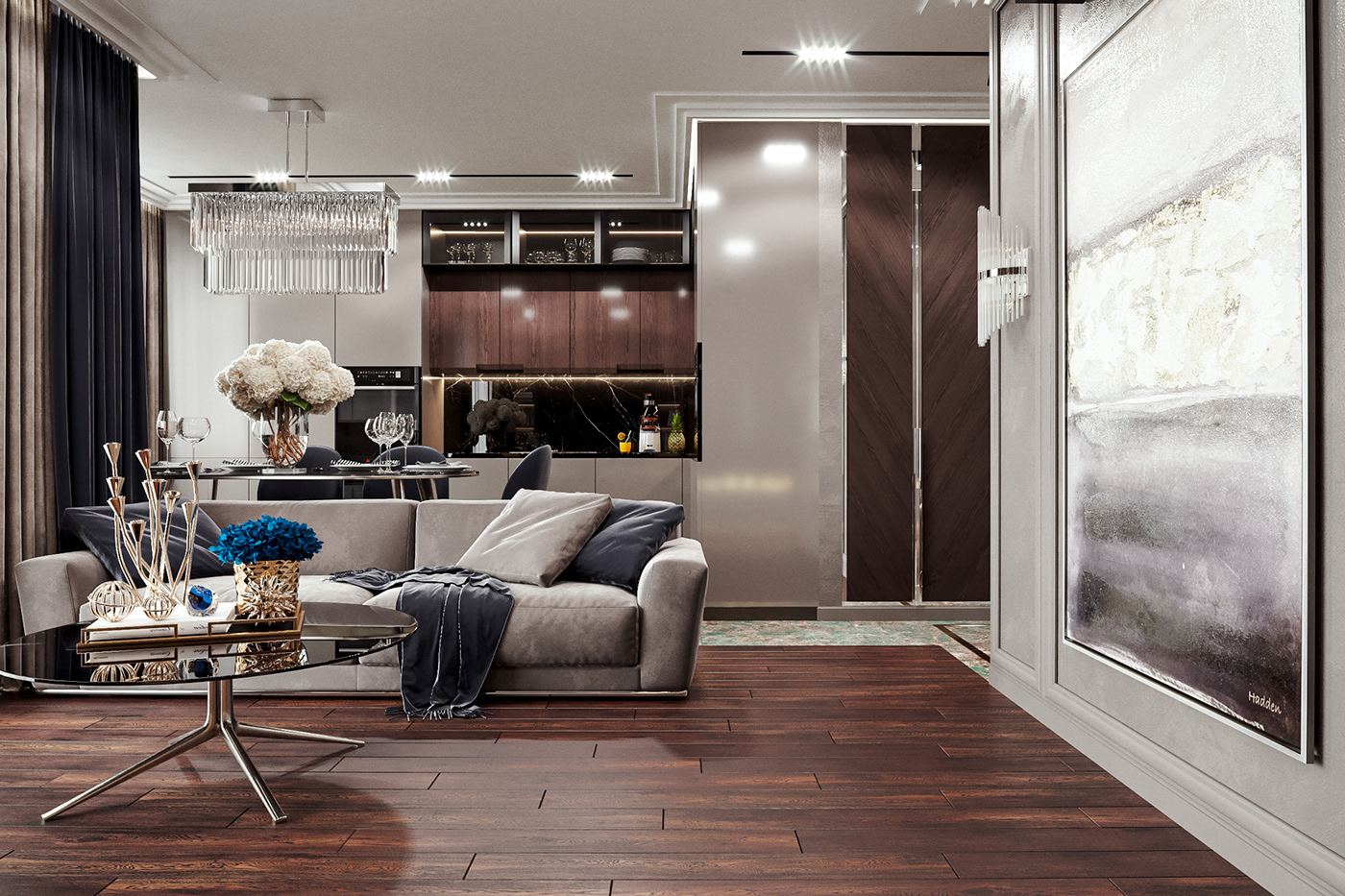 Interior design luxury modern wood 3dsmax Adobe Photoshop CoronaRender  Render visualization