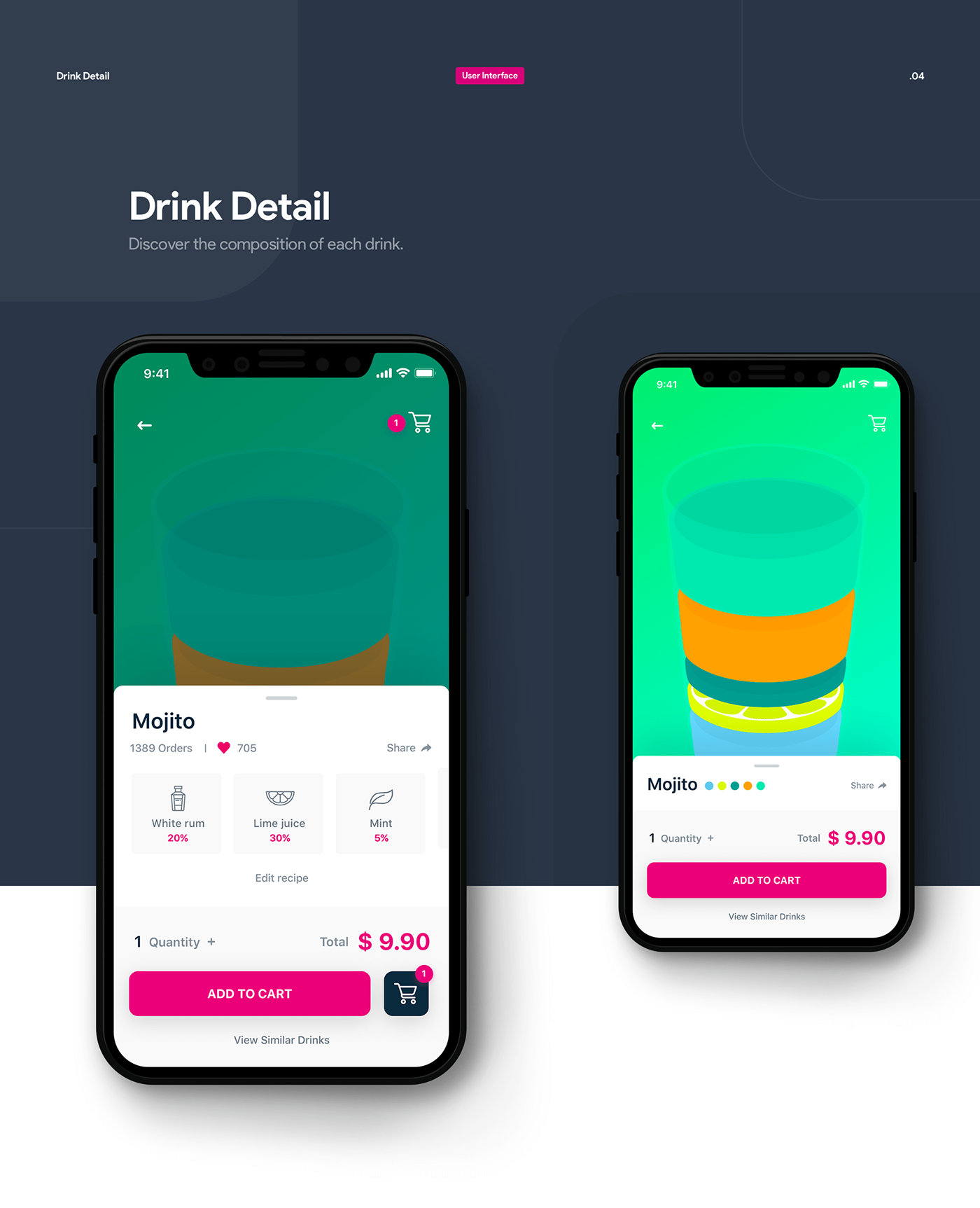UI ux mobile app drink graphic design ios cocktail e-commerce
