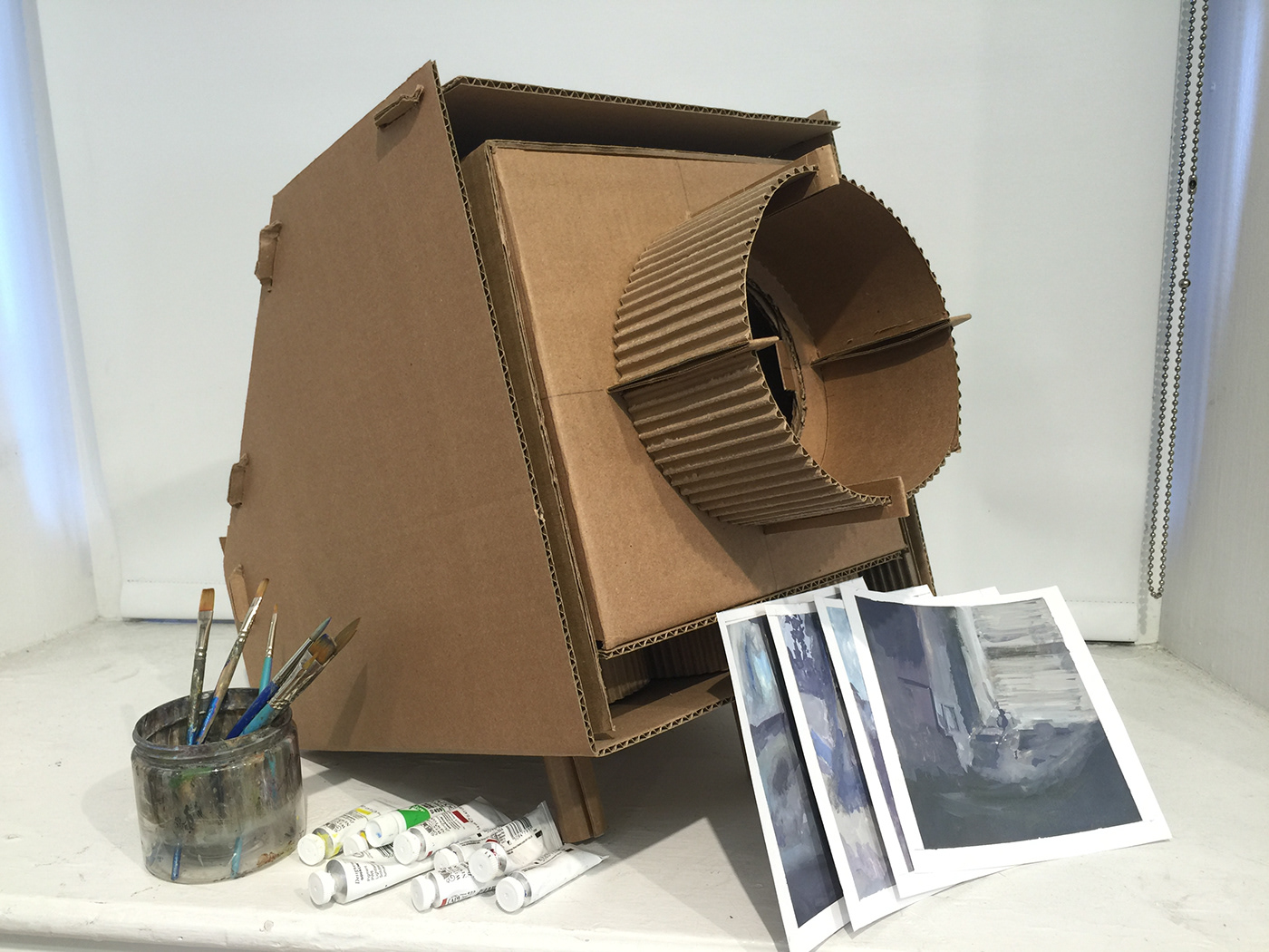 camera camra obscura cardboard gears Gouache paintings painting   industrial design  craft risd RISD Foundations