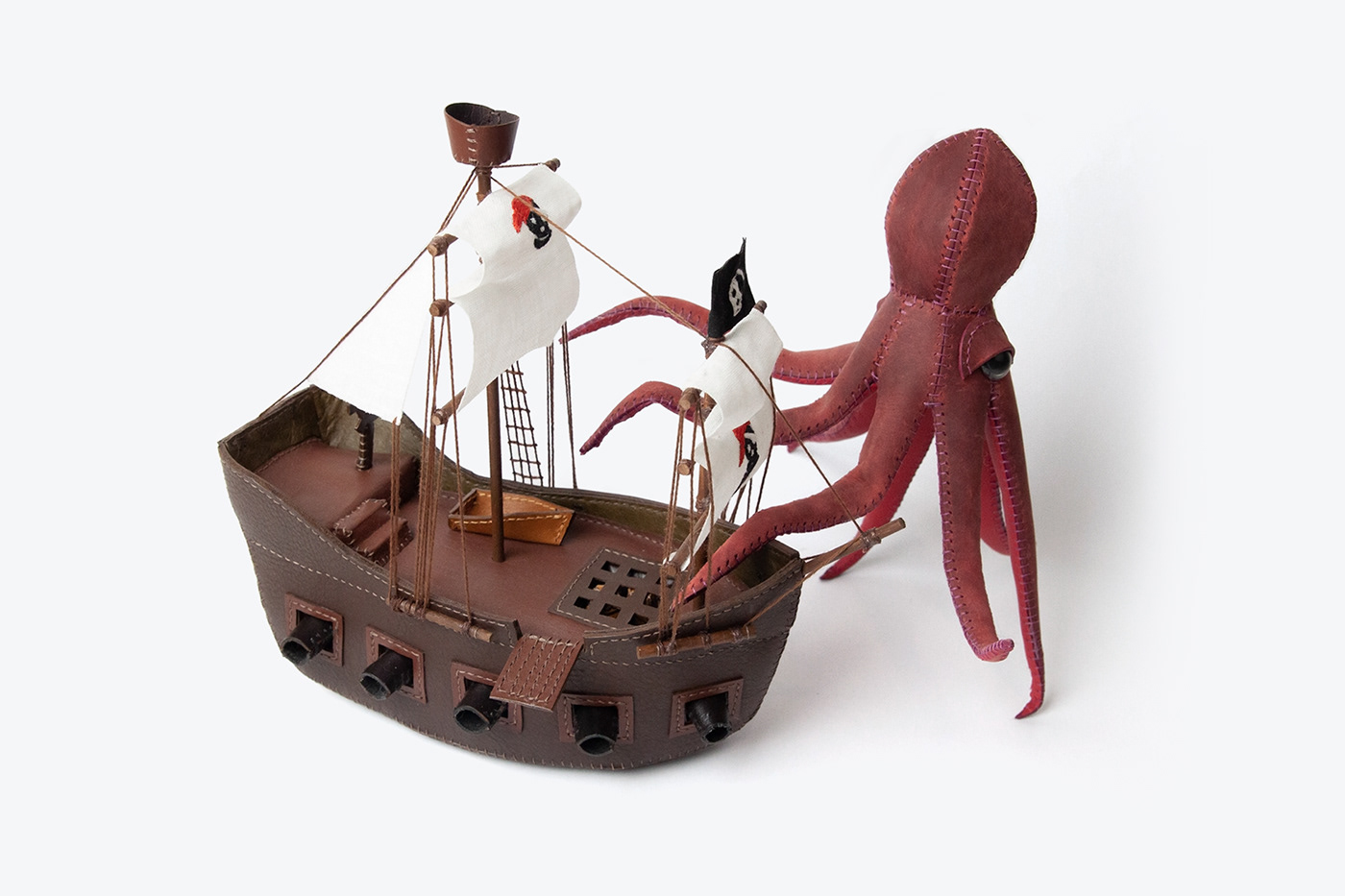 craft handmade kraken leather octopus pirateship