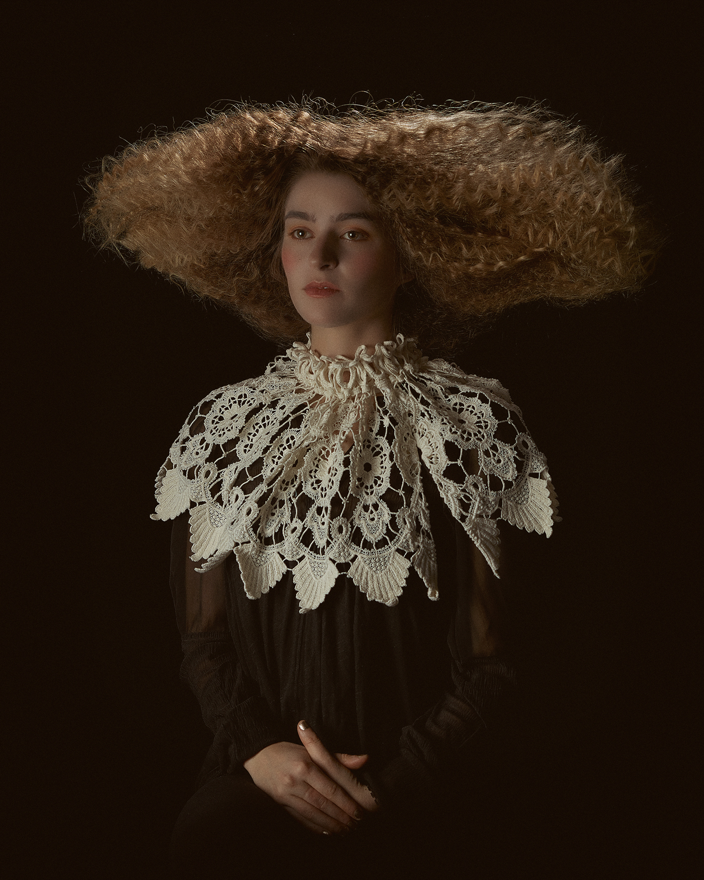 hair hairstyling Edwardian Renaissance collar crochet Portraiture Hair Creation