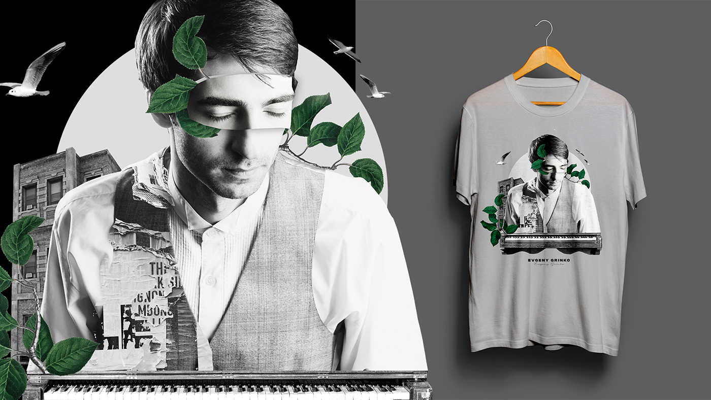 evgeny grinko graphic design  cd cover Album instrumental music collage art shirtdesign
