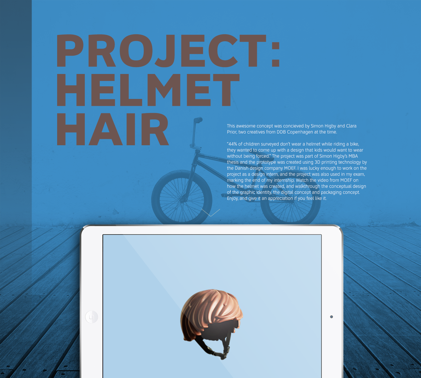 helmethair Simon Higby 3d printing design DDB Copenhagen student show Behance Helmet hair