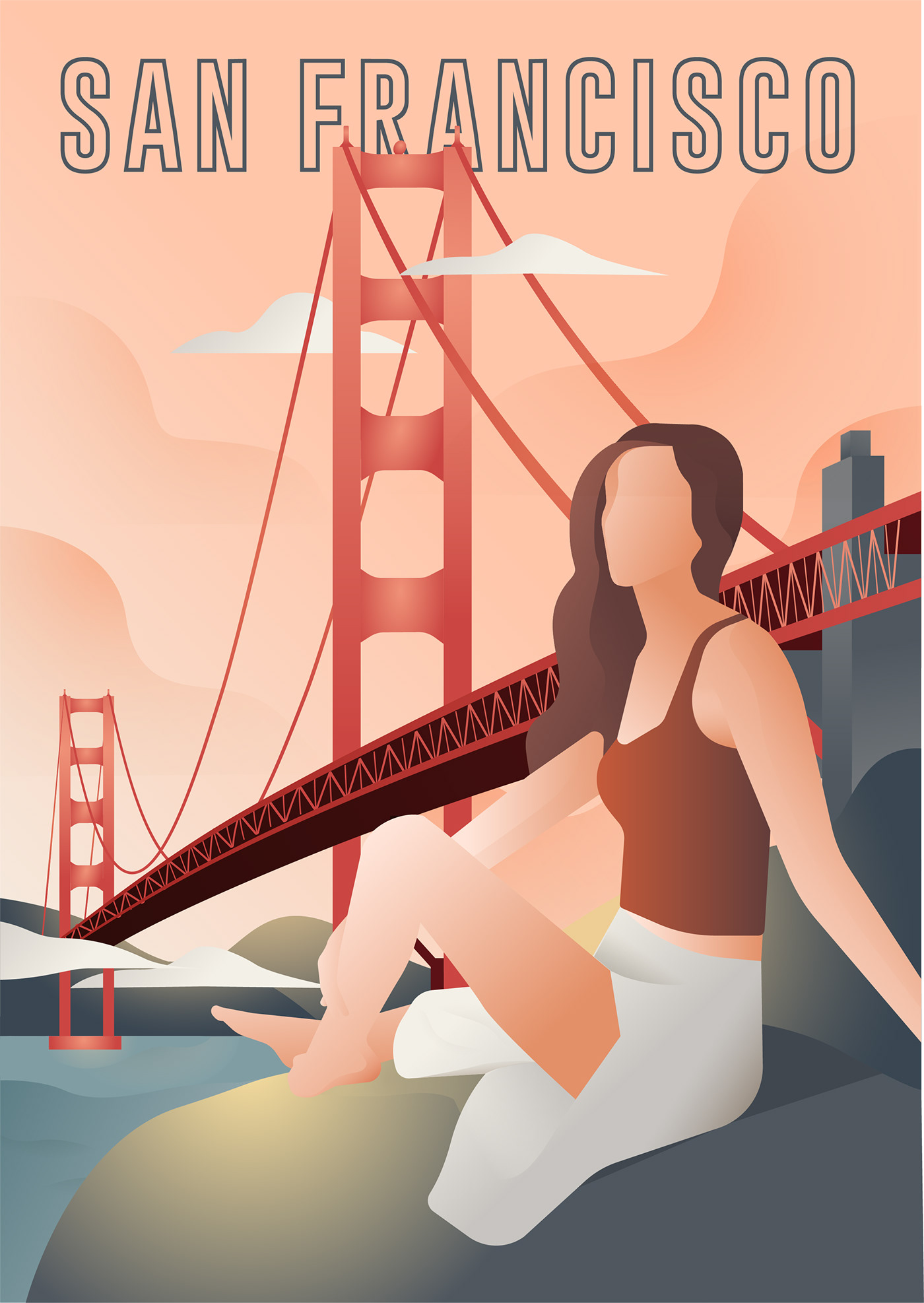 San Francisco Illustration travel art deco