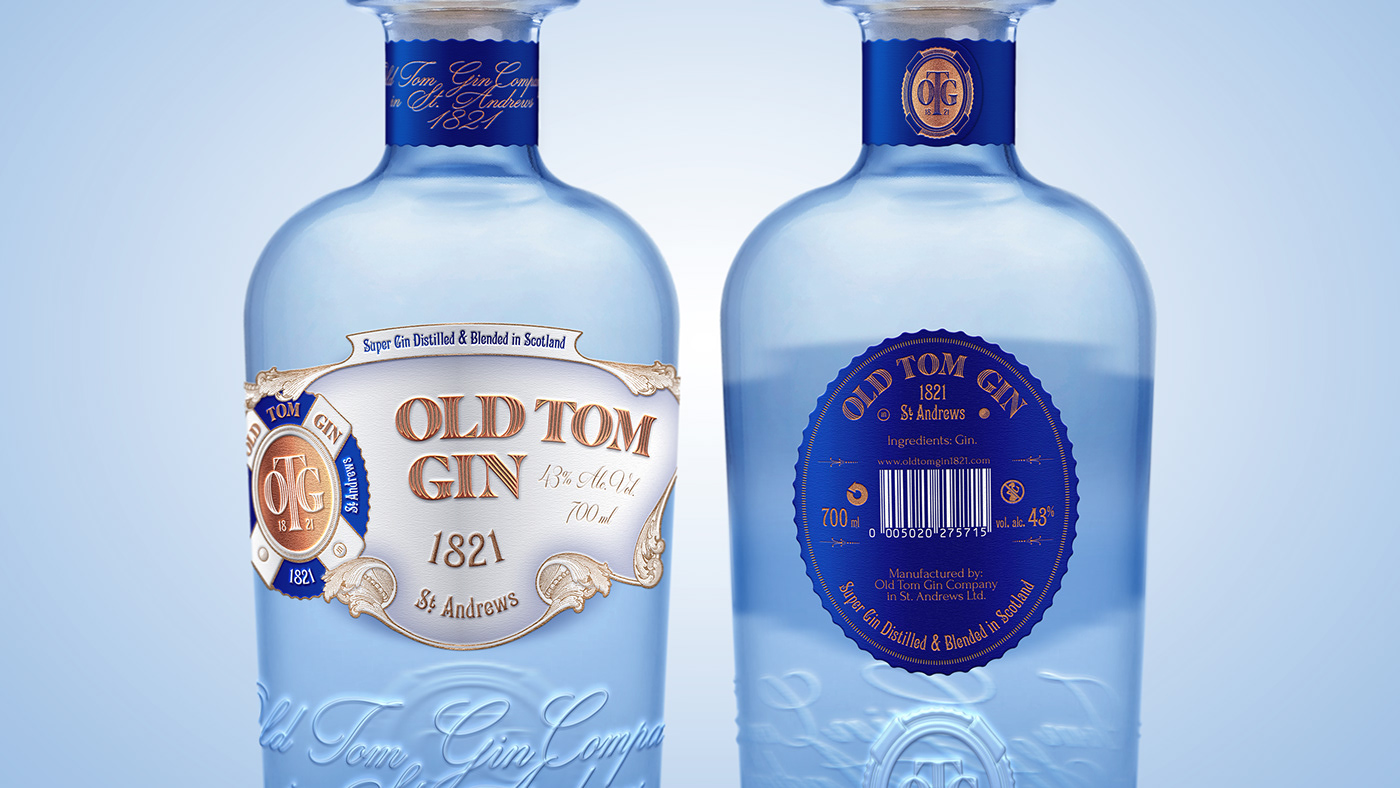 OLD TOM GIN st. andrews Packaging branding  identity Andrey Antoshkin label design