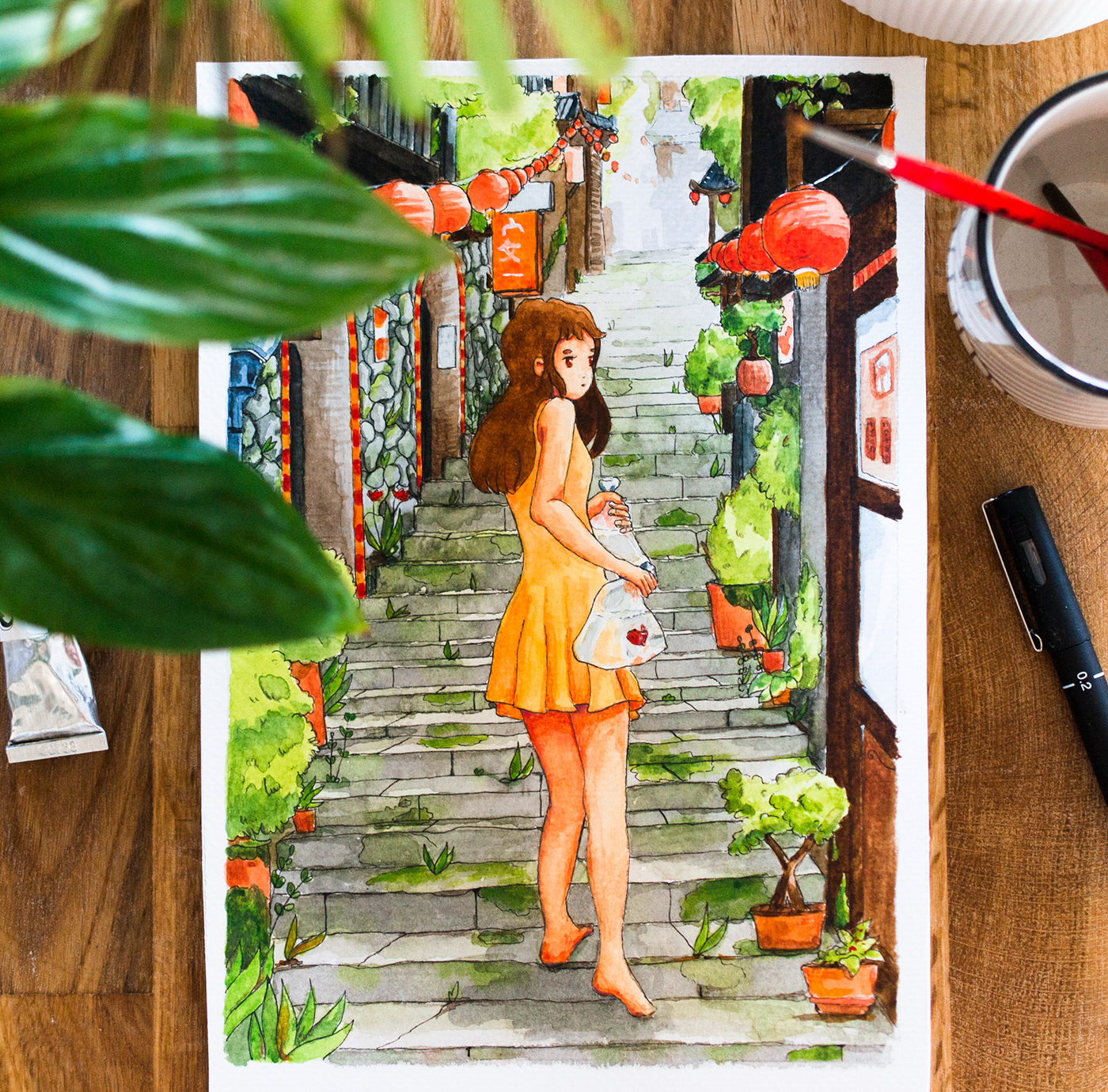 aquarelle art city draw ILLUSTRATION  immaginary Nature paint painting   watercolor
