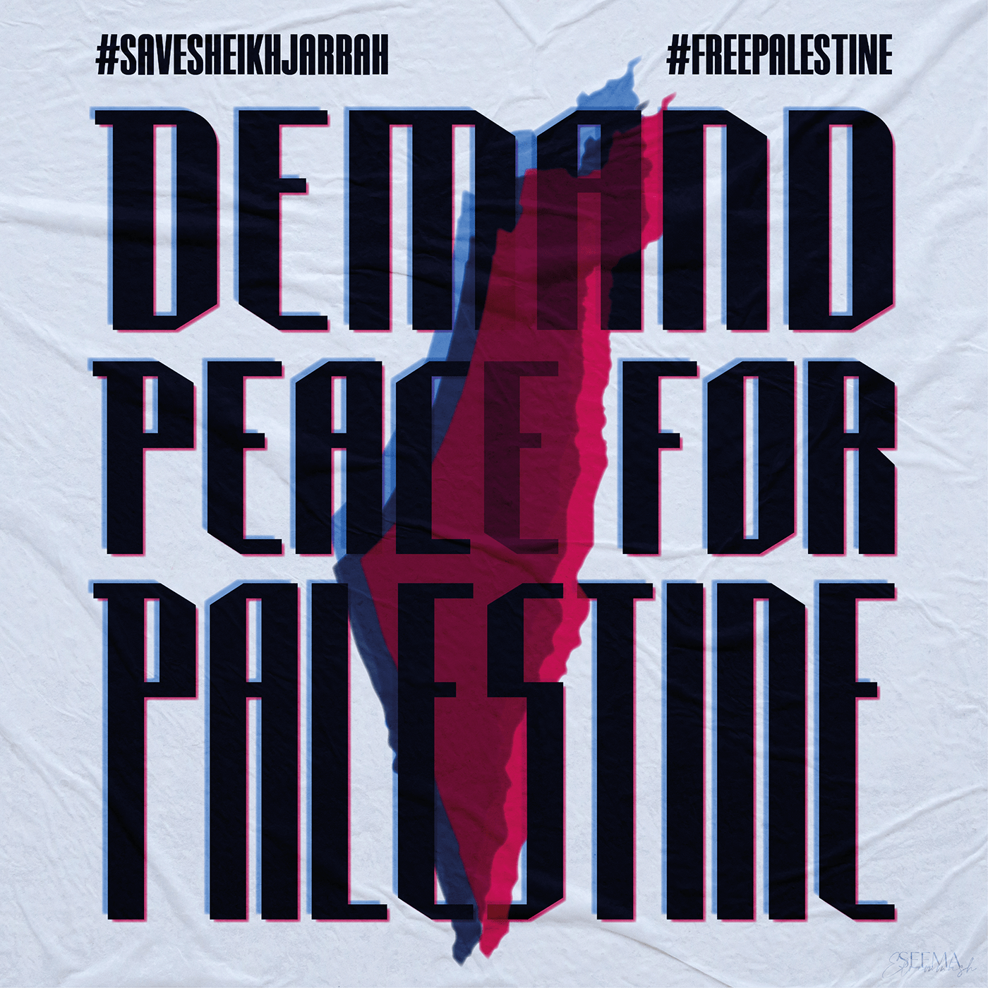 double exposure freedom palestine poster