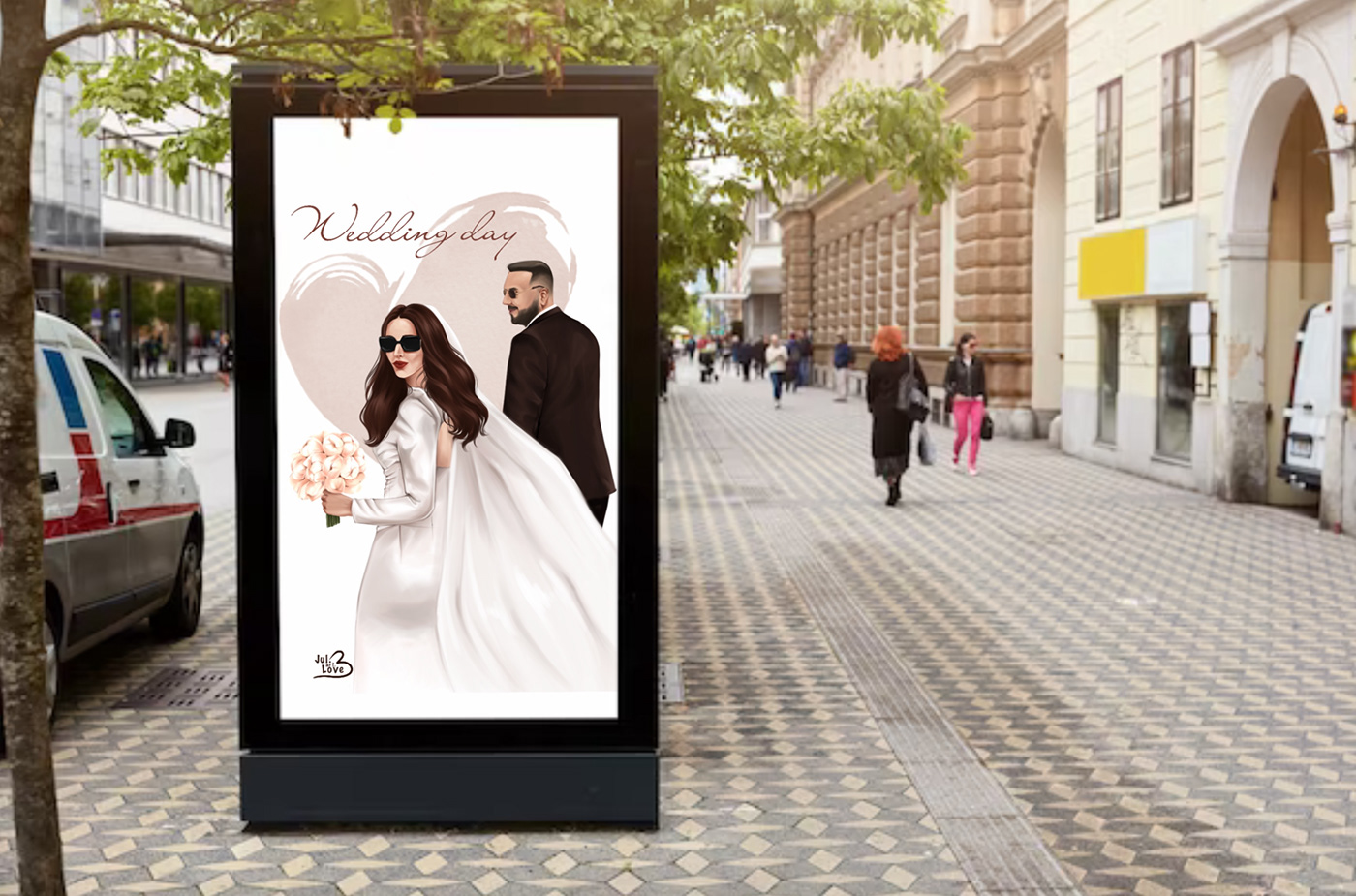 wedding digital illustration wedding cards banner decoration portrait
