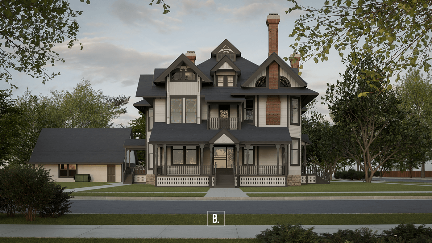 archviz visualization Render architecture exterior facade mansion 3D photorealistic CGI