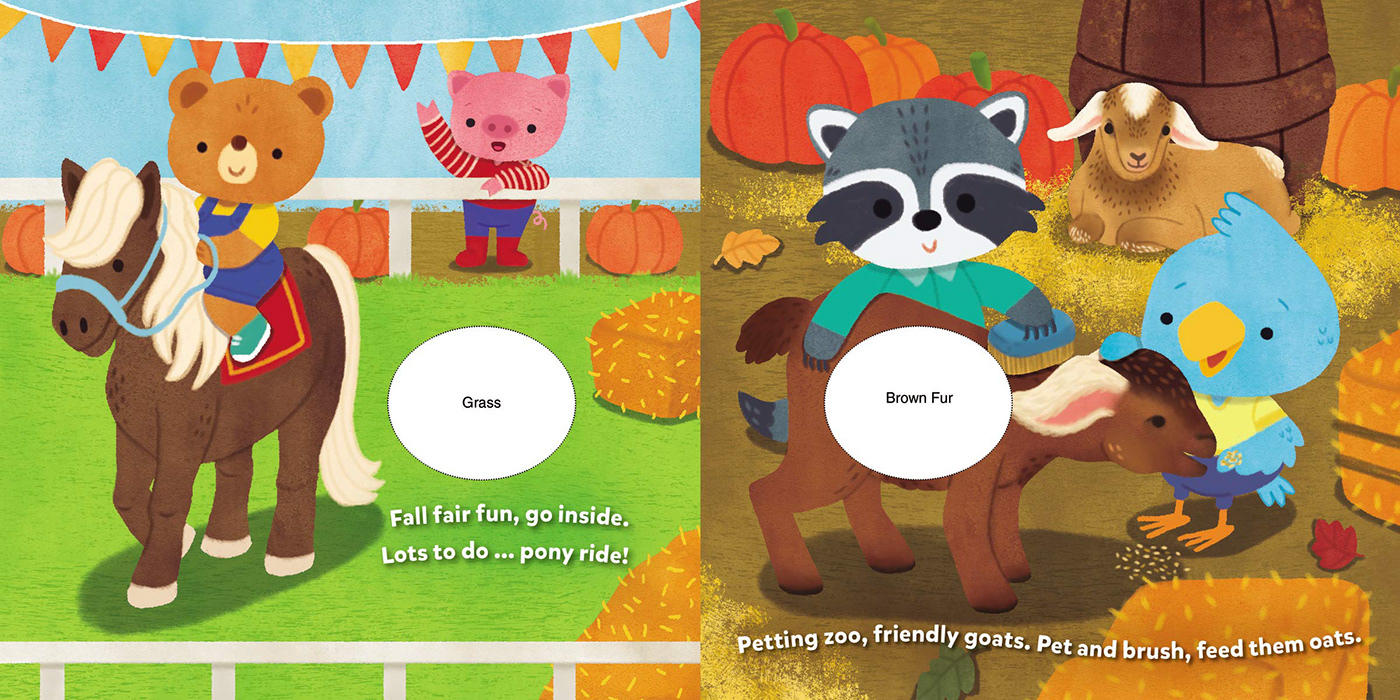 boardbook kids animals book Fall cute fall fair autumn ILLUSTRATION 