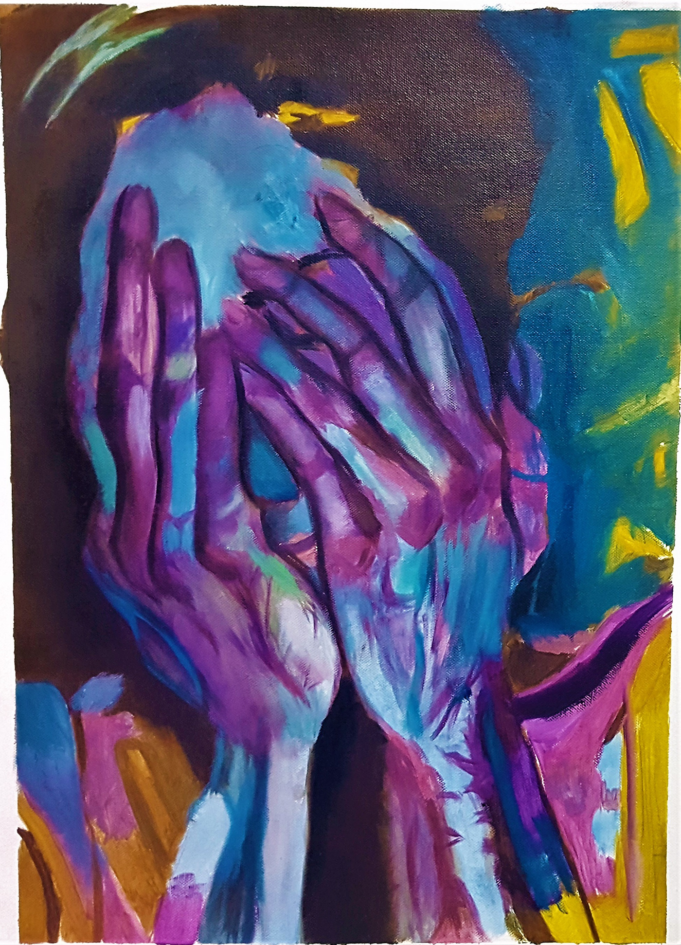 mental illness pain purple Original Oil Painting artwork impressionistic expressionistic