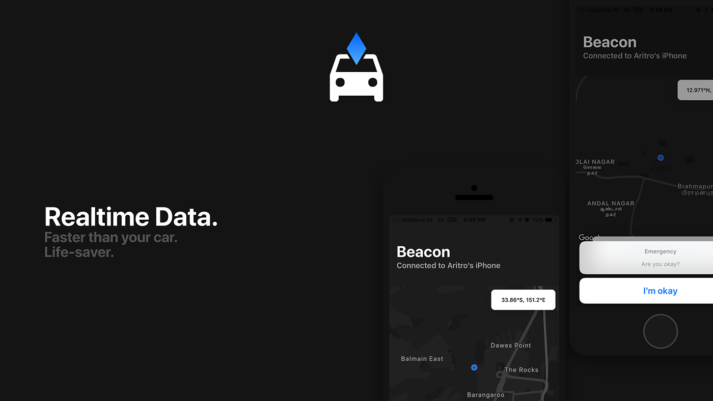 beacon UI product app ios car Black box ux branding  pitch