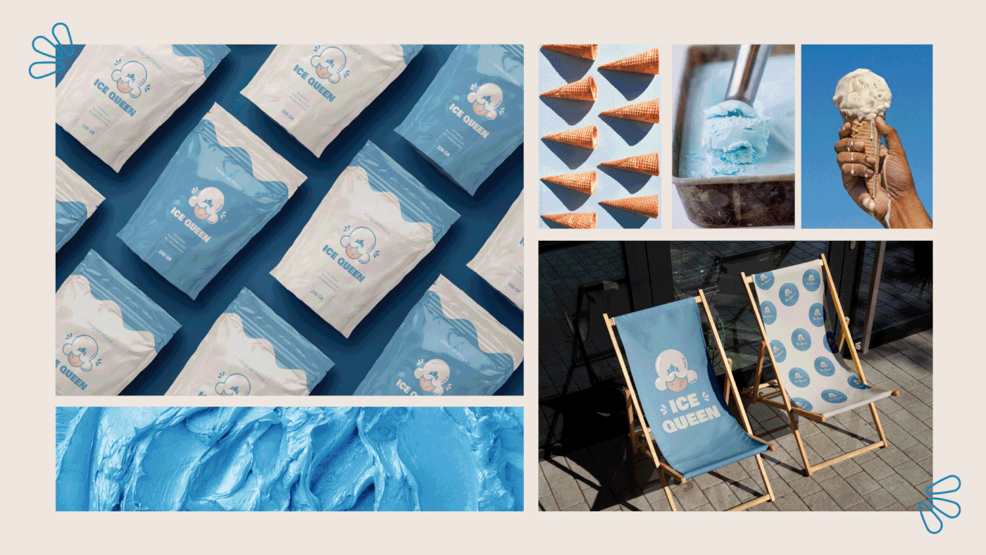 Brand identity and packaging for ice cream shop: 